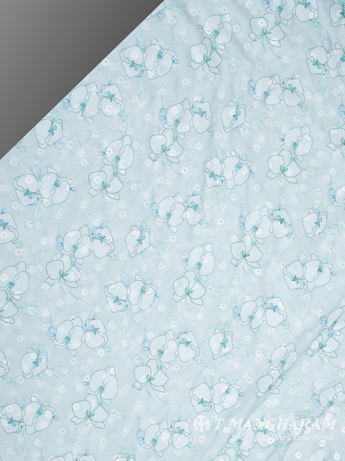 Blue Cotton Embroidery Fabric - EC10370 view-2