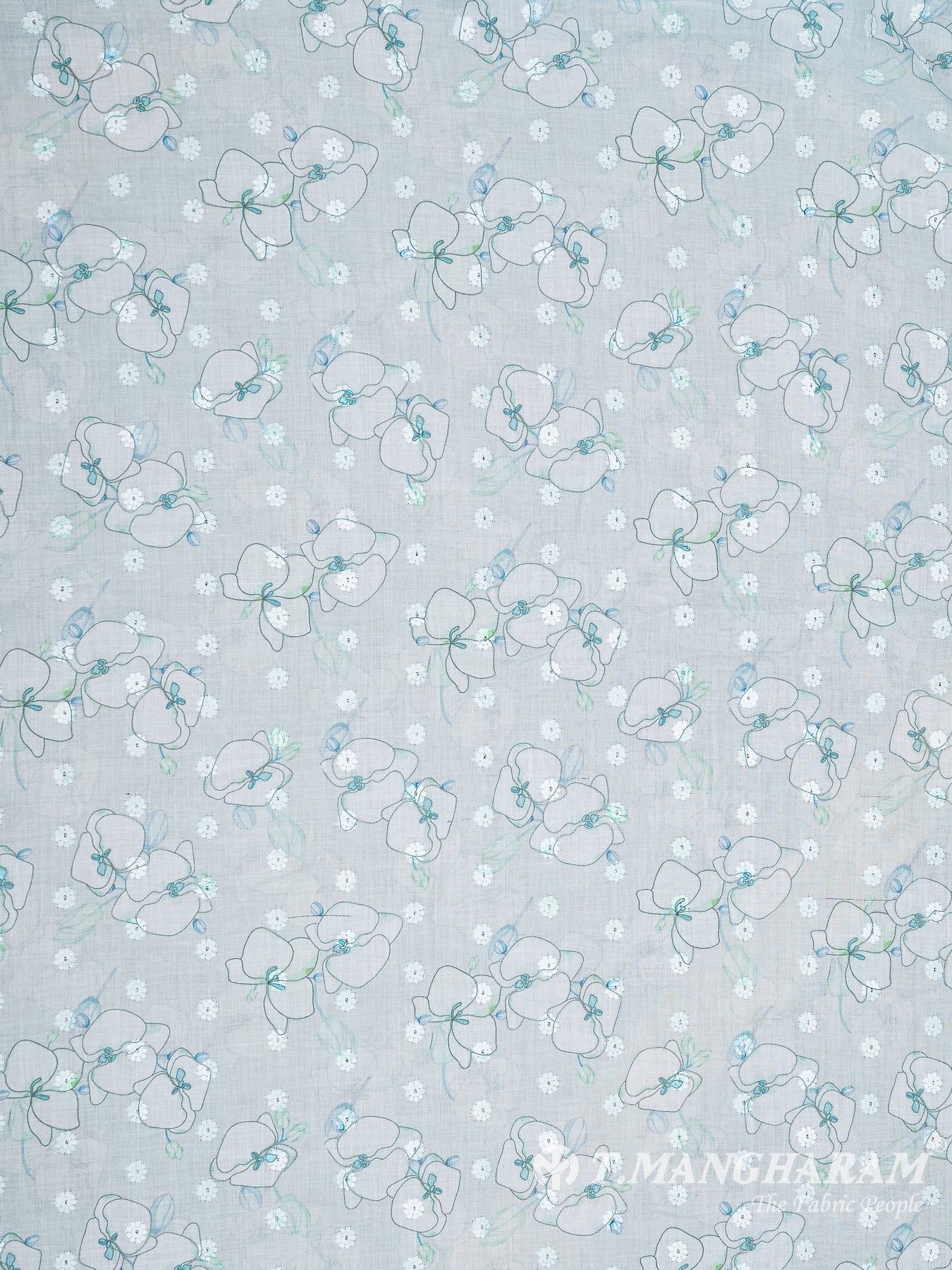 Blue Cotton Embroidery Fabric - EC10370 view-3