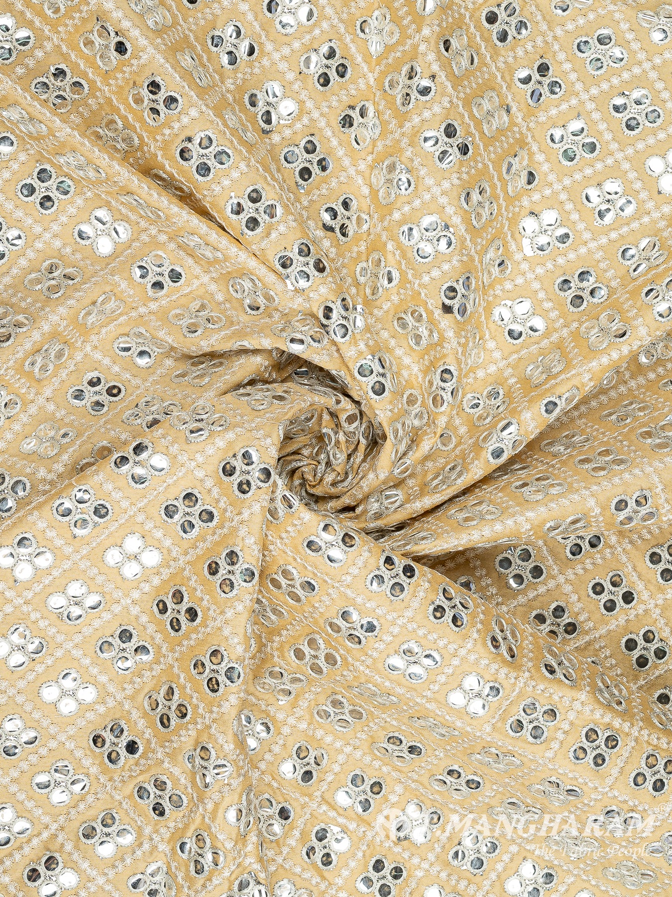 Yellow Georgette Embroidery Fabric - EC10197 view-1