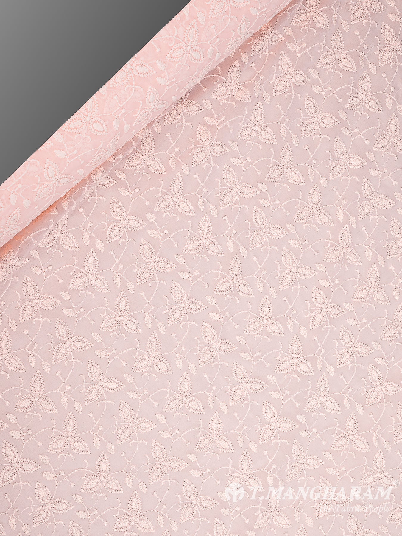 Pink Georgette Embroidery Fabric - EC10175 view-2