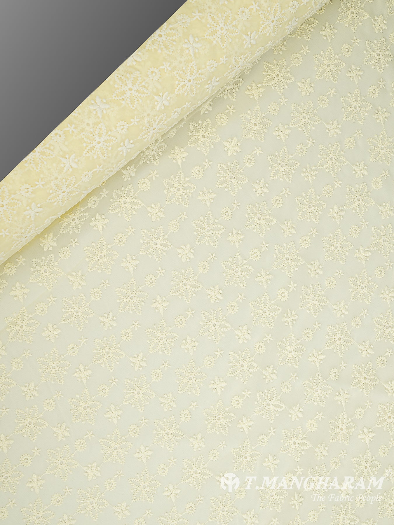 Yellow Georgette Embroidery Fabric - EC10172 view-2