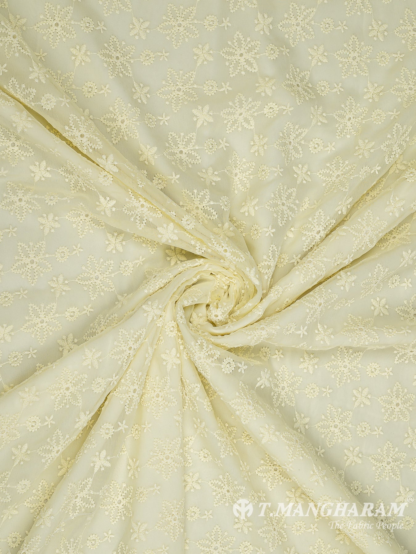 Yellow Georgette Embroidery Fabric - EC10172 view-1