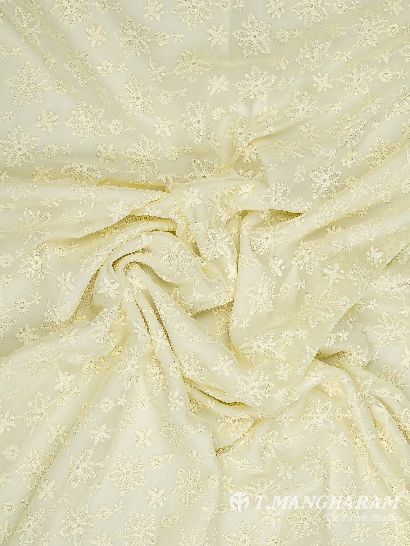 Yellow Georgette Embroidery Fabric - EC10172 view-4