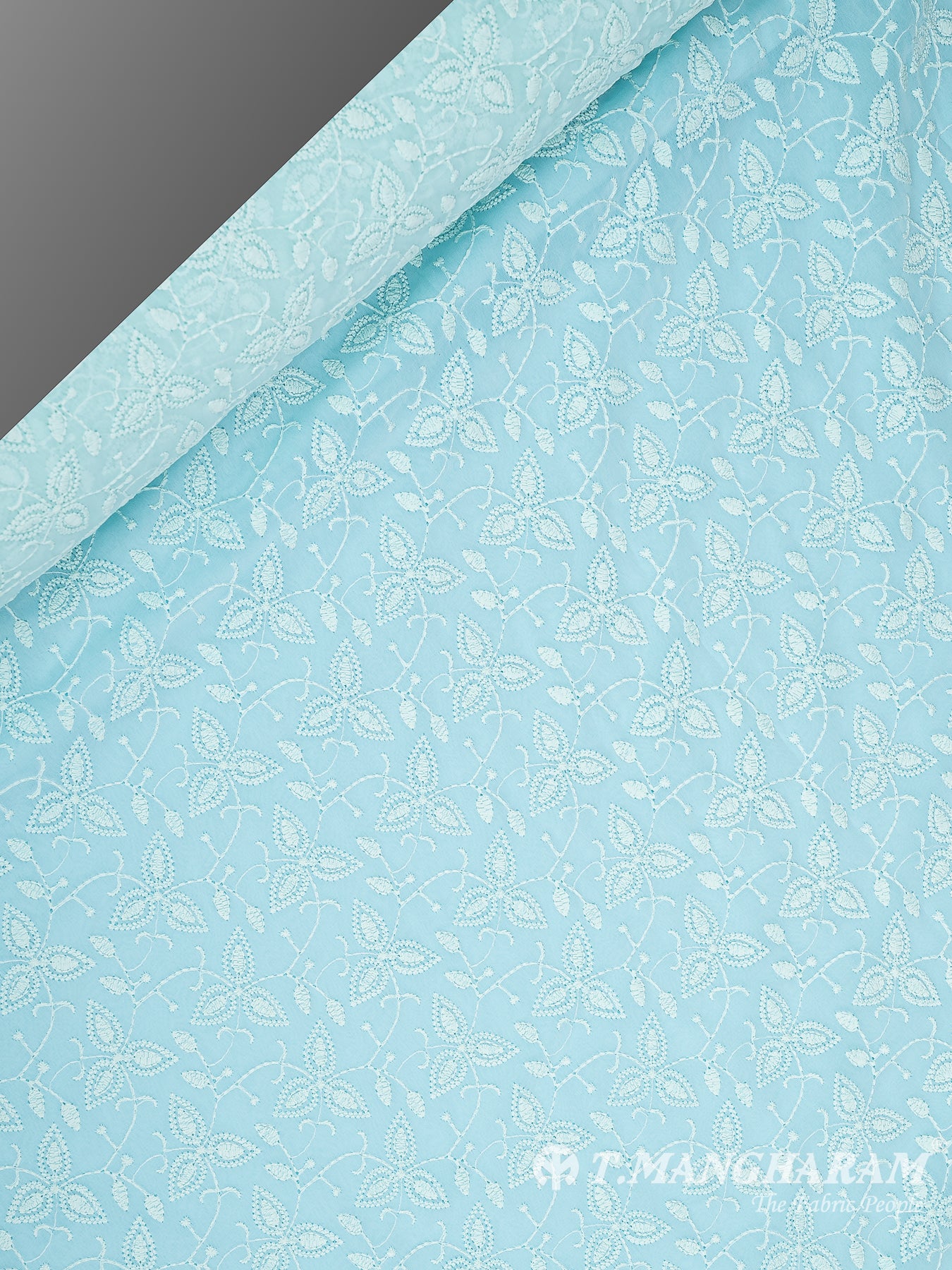 Blue Georgette Embroidery Fabric - EC10174 view-2