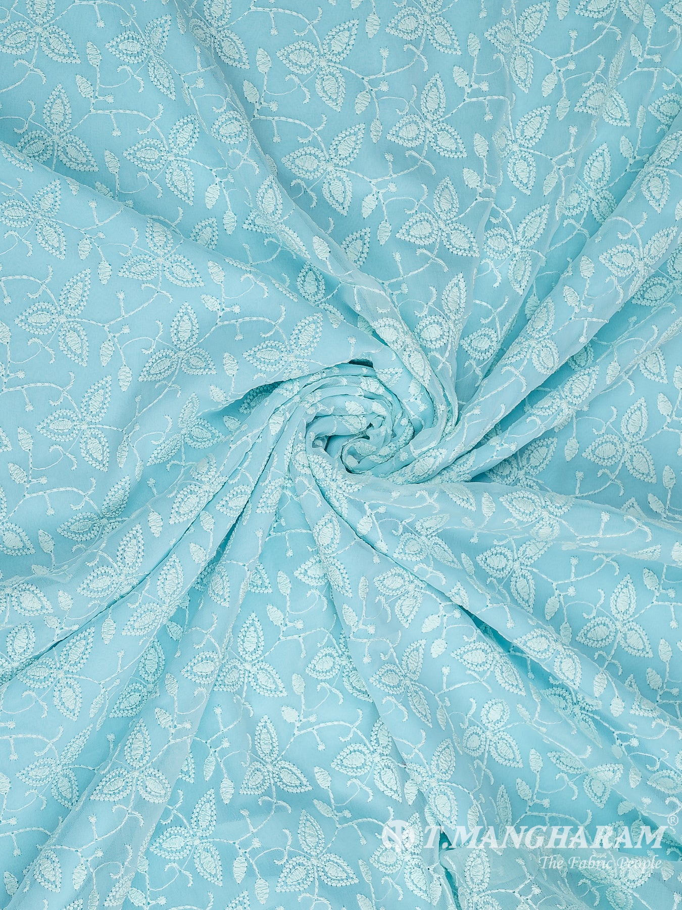 Blue Georgette Embroidery Fabric - EC10174 view-1