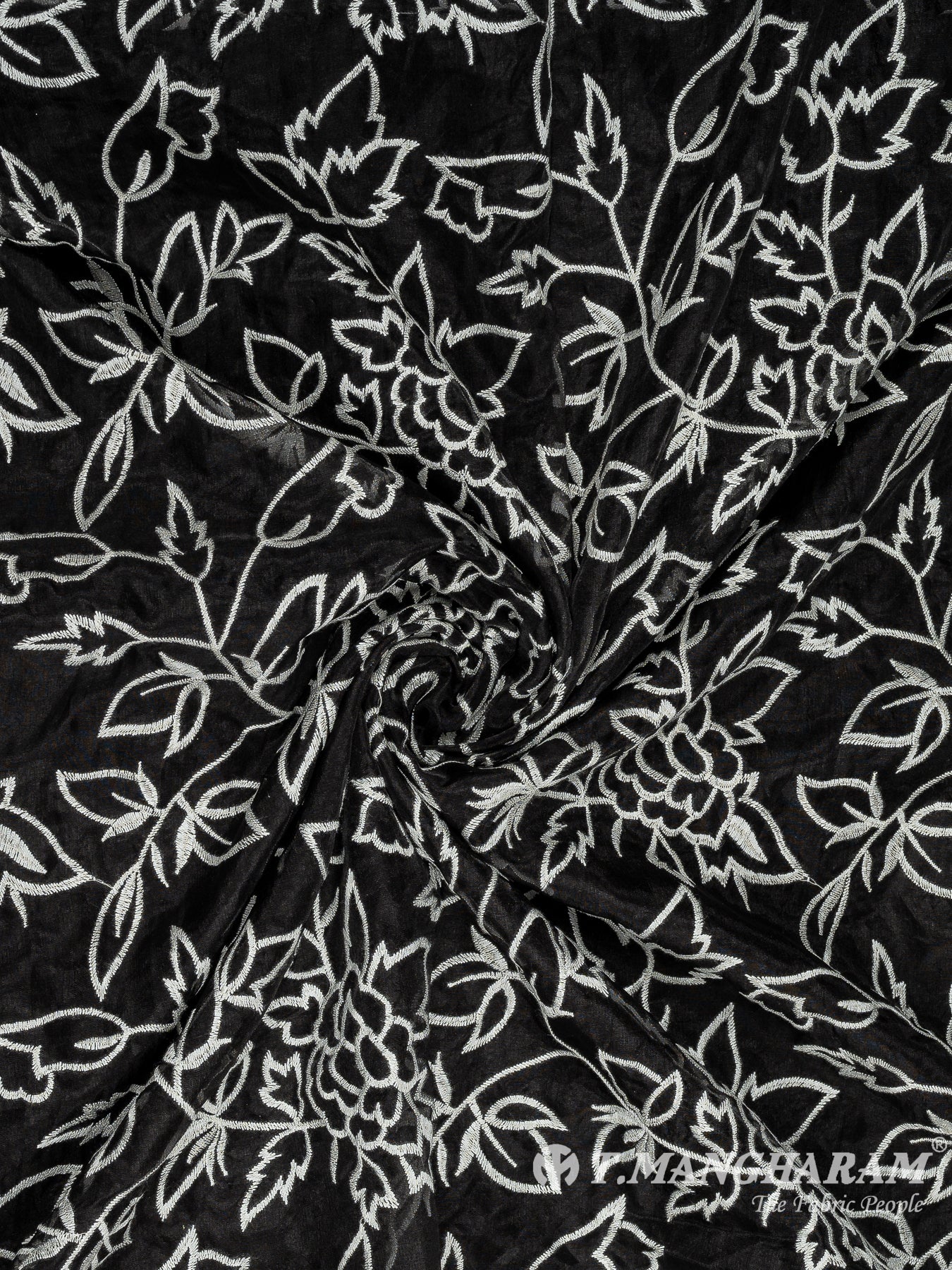 Black Organza Embroidery Fabric - EA2997 view-1