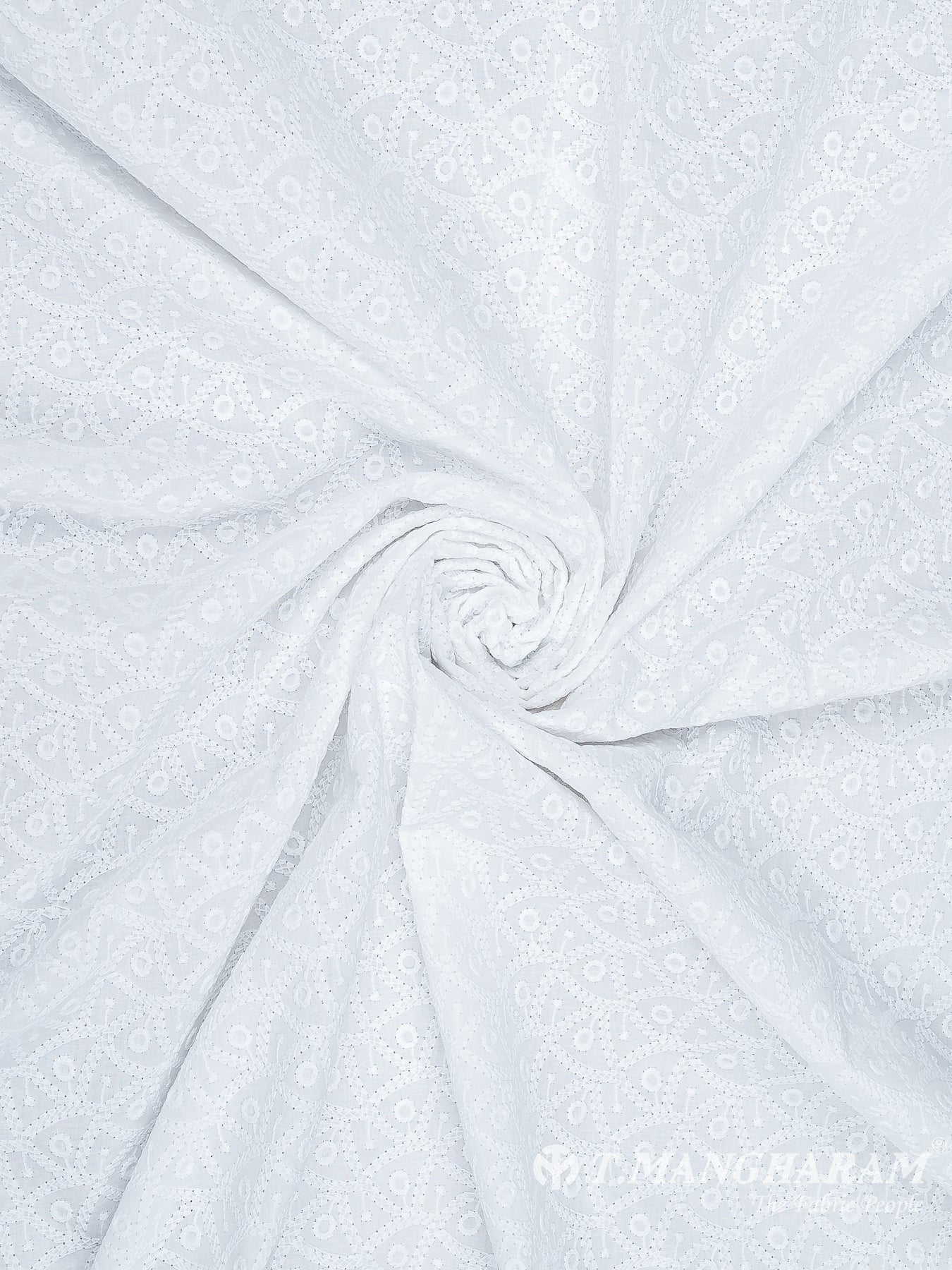 White Cotton Embroidery Fabric - EC10395 view-1