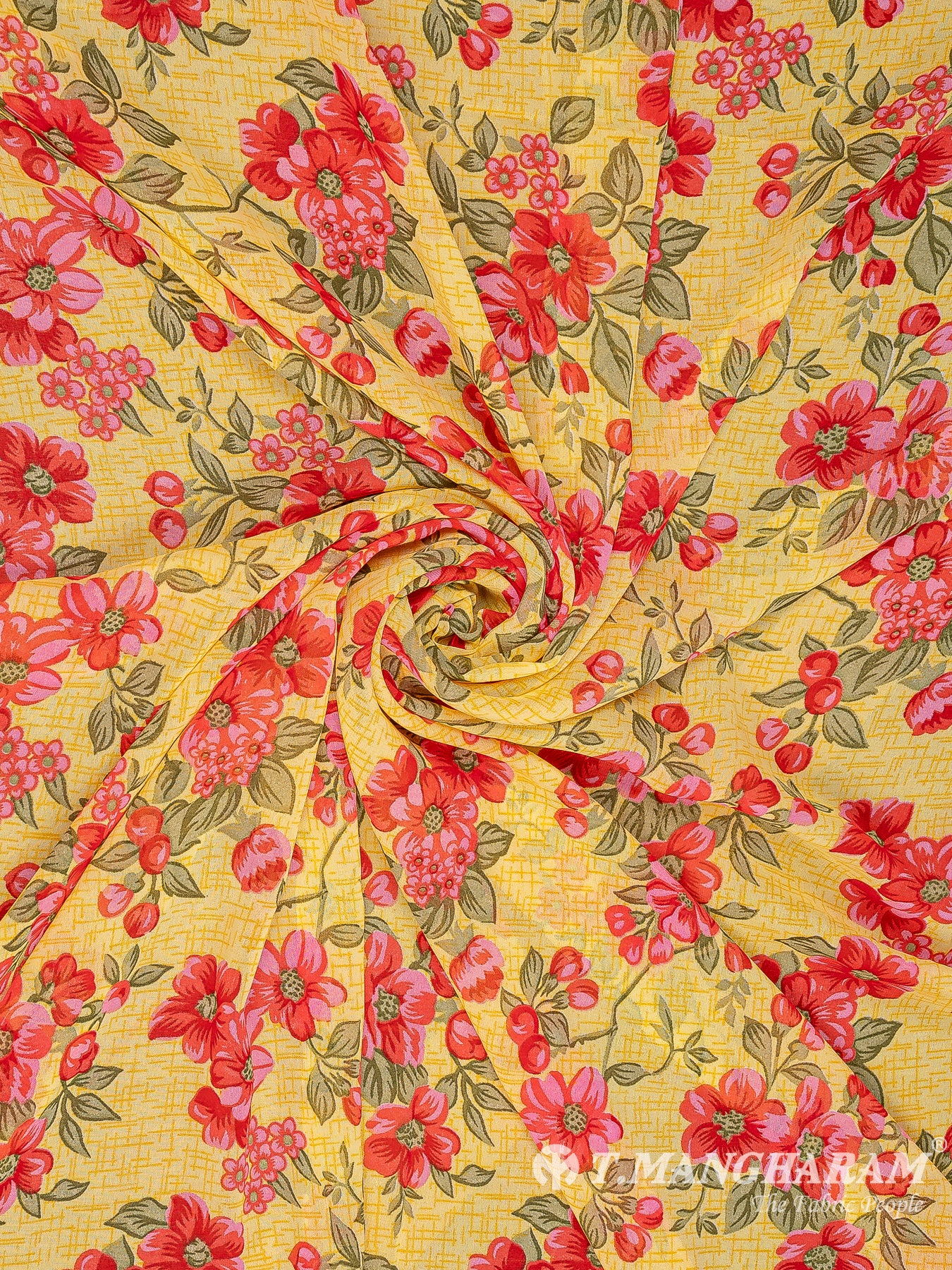 Yellow Georgette Fabric - EA3137 view-1