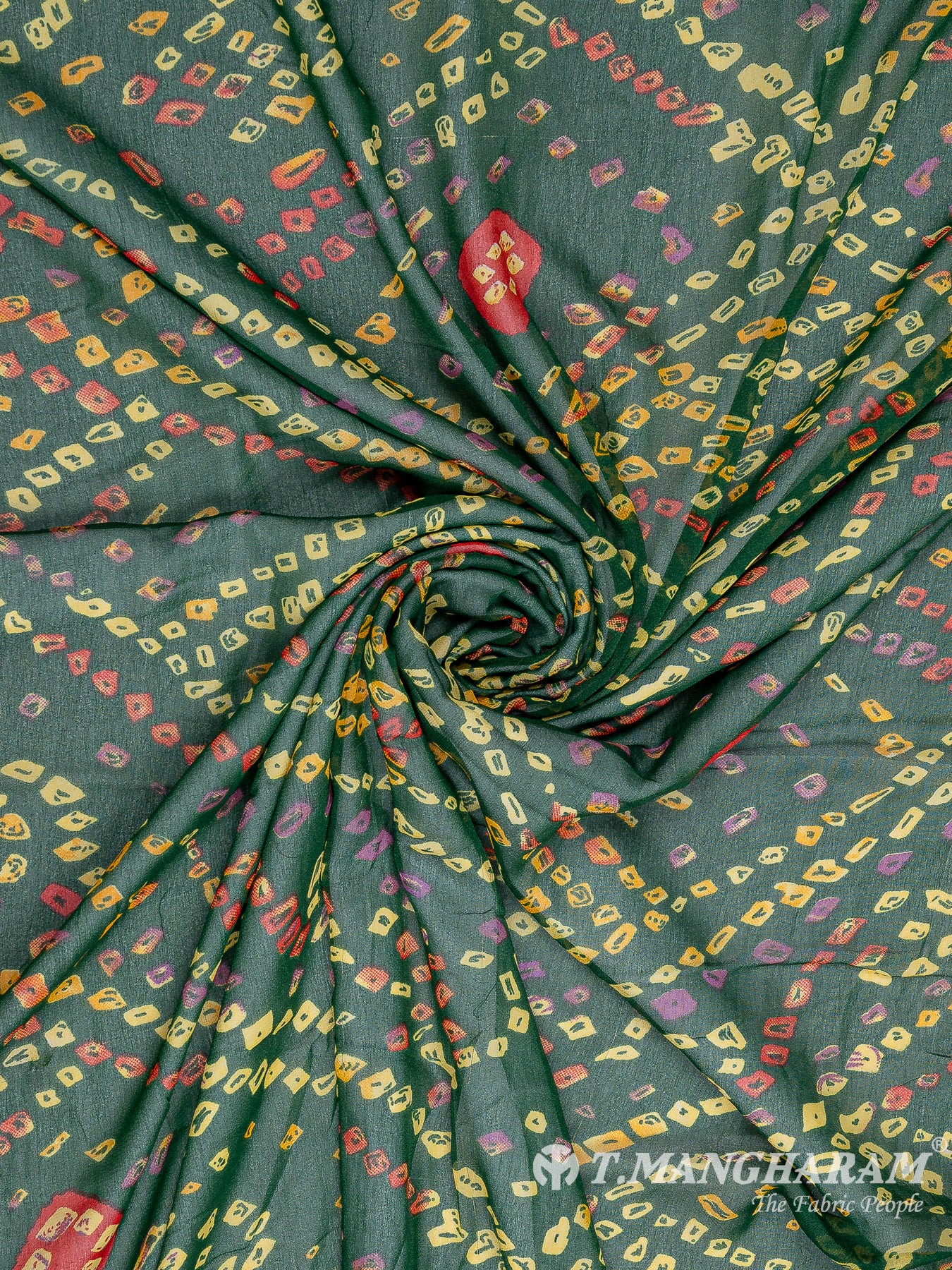 Green Georgette Fabric - EA3086 view-1