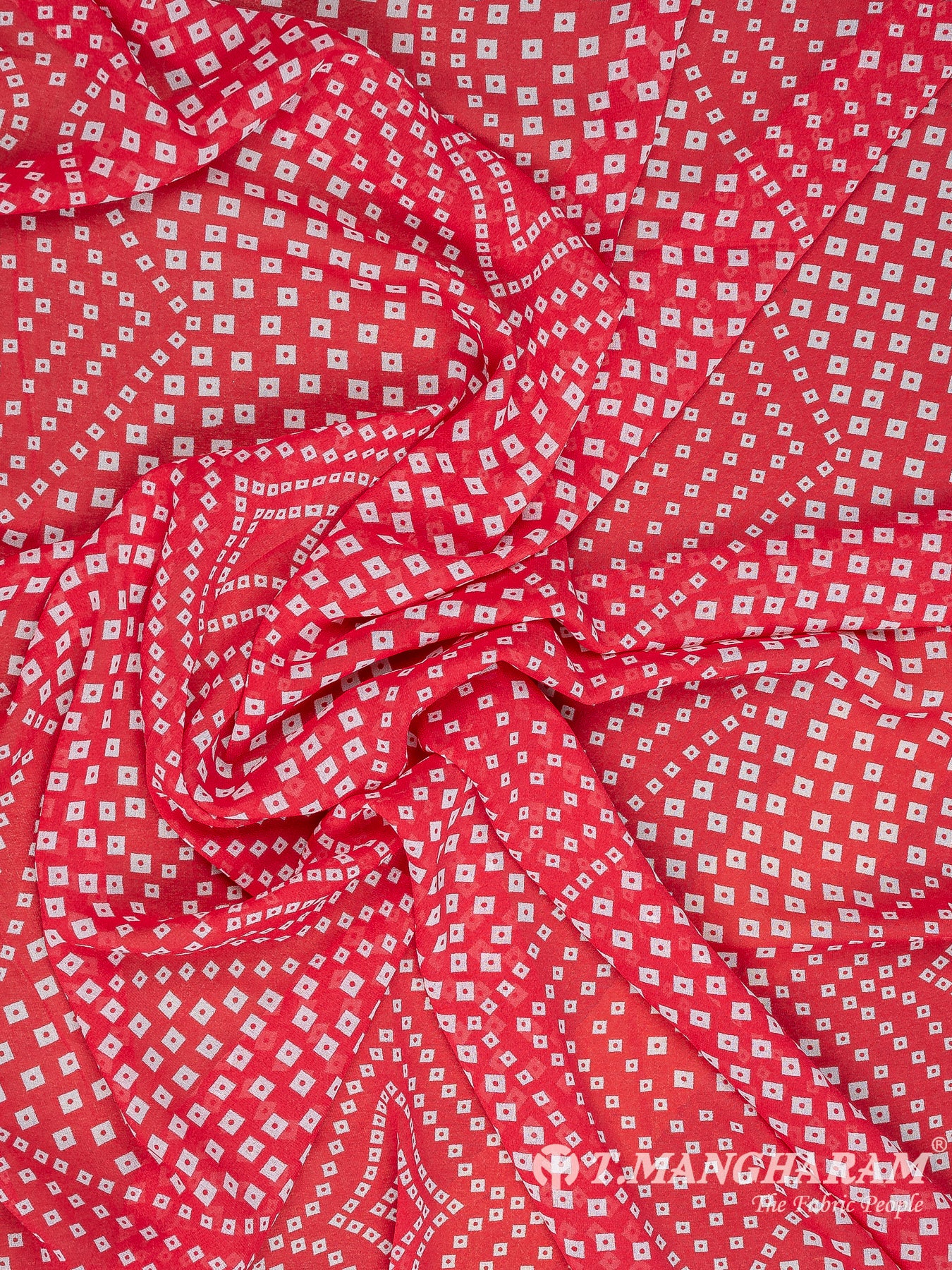 Red Georgette Fabric - EA3152 view-4