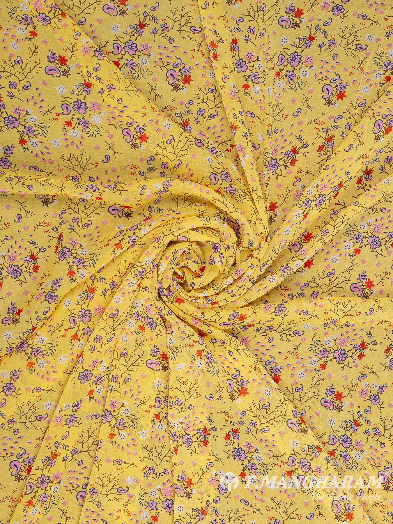 Yellow Georgette Fabric - EA3100 view-1