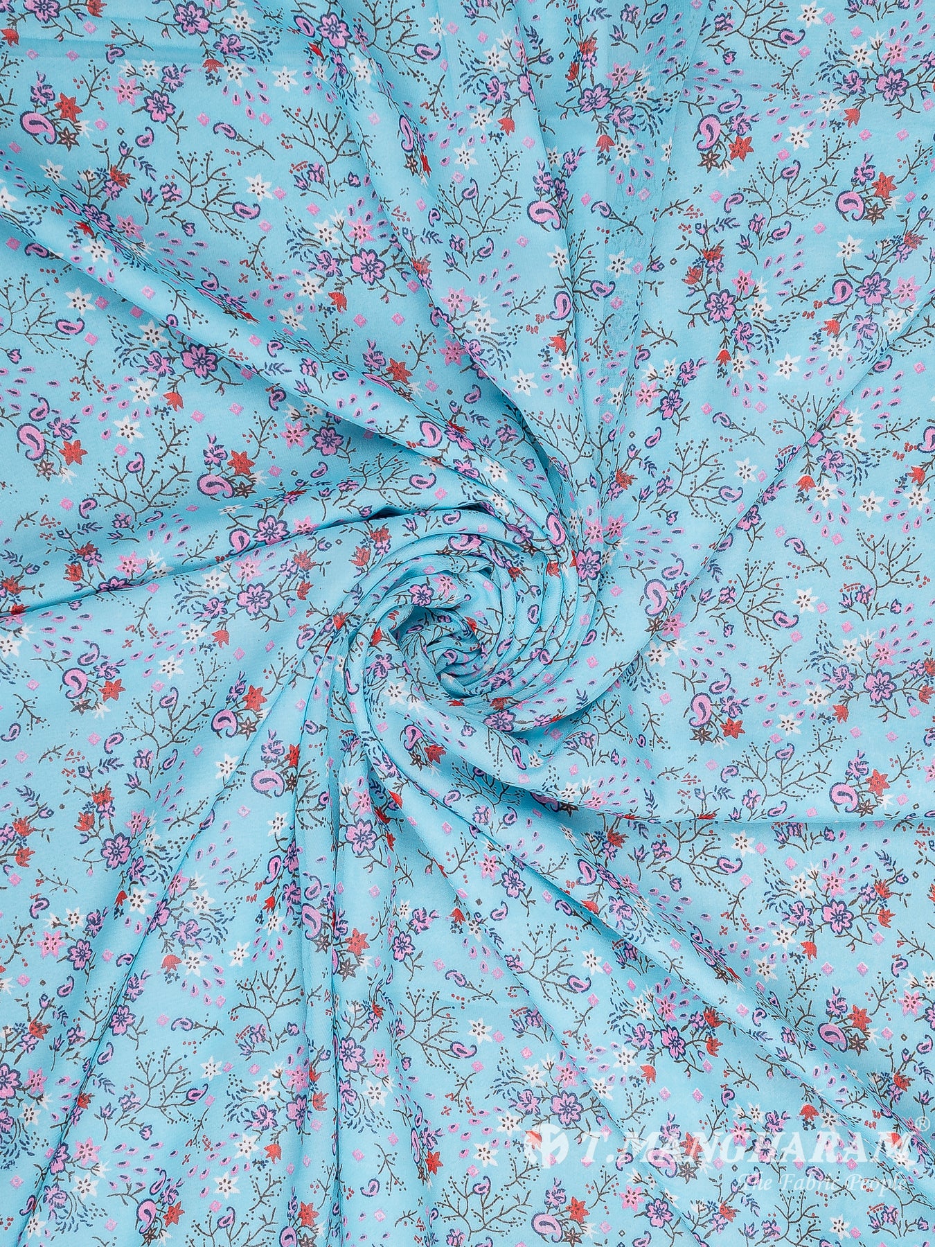 Blue Georgette Fabric - EA3099 view-1