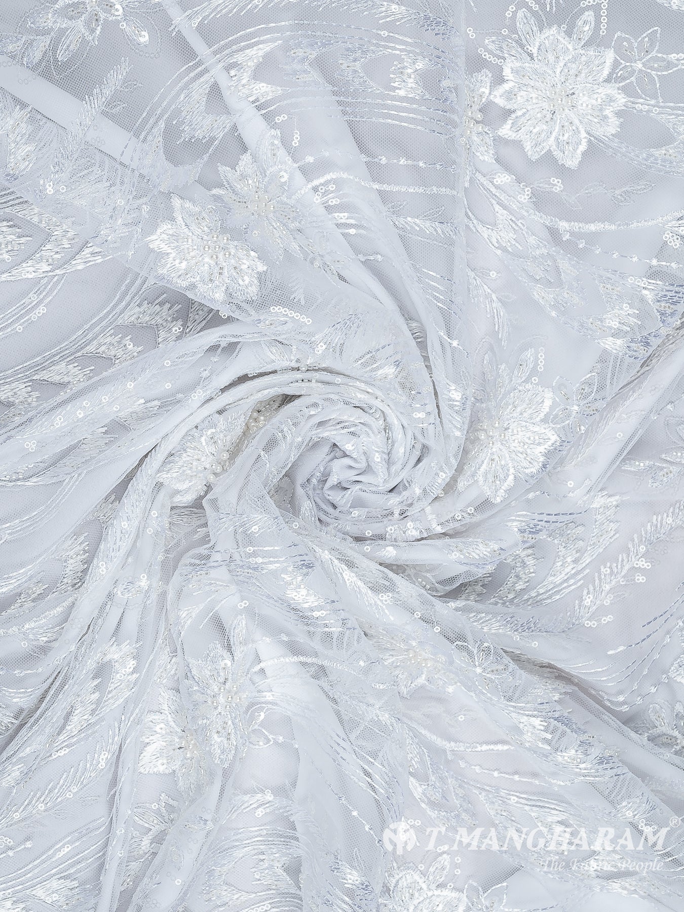 White Net Embroidery Fabric - EC10410 view-1