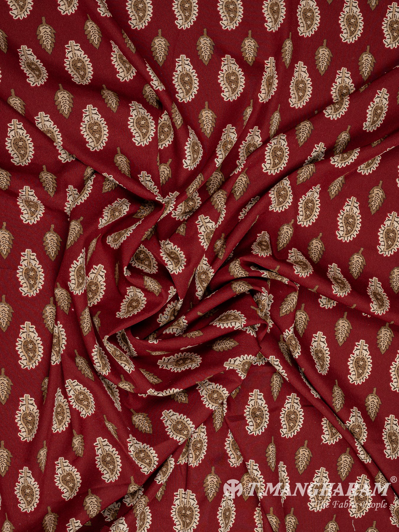 Maroon Crepe Fabric - EC10474 view-4