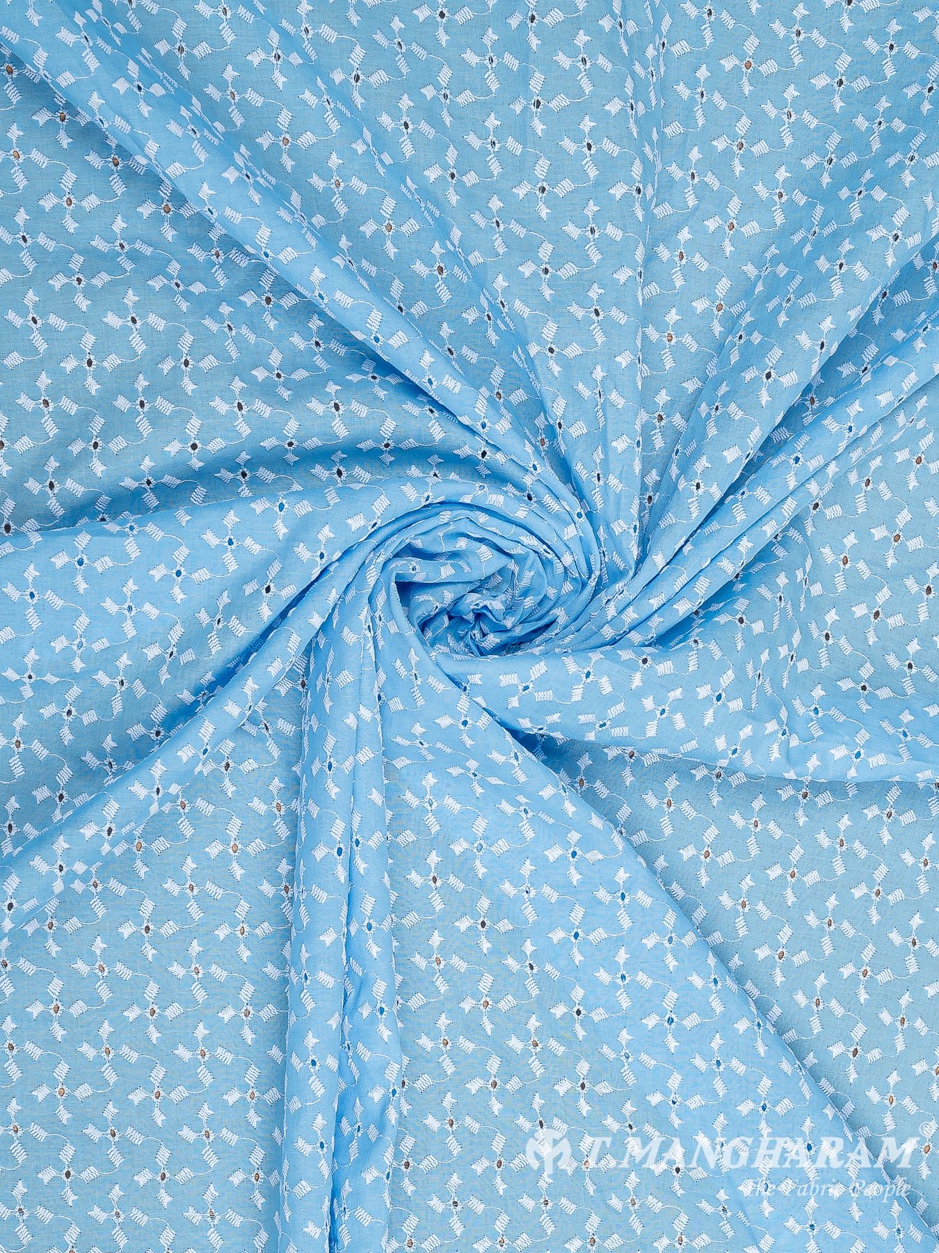 Blue Cotton Embroidery Fabric - EA3252 view-1