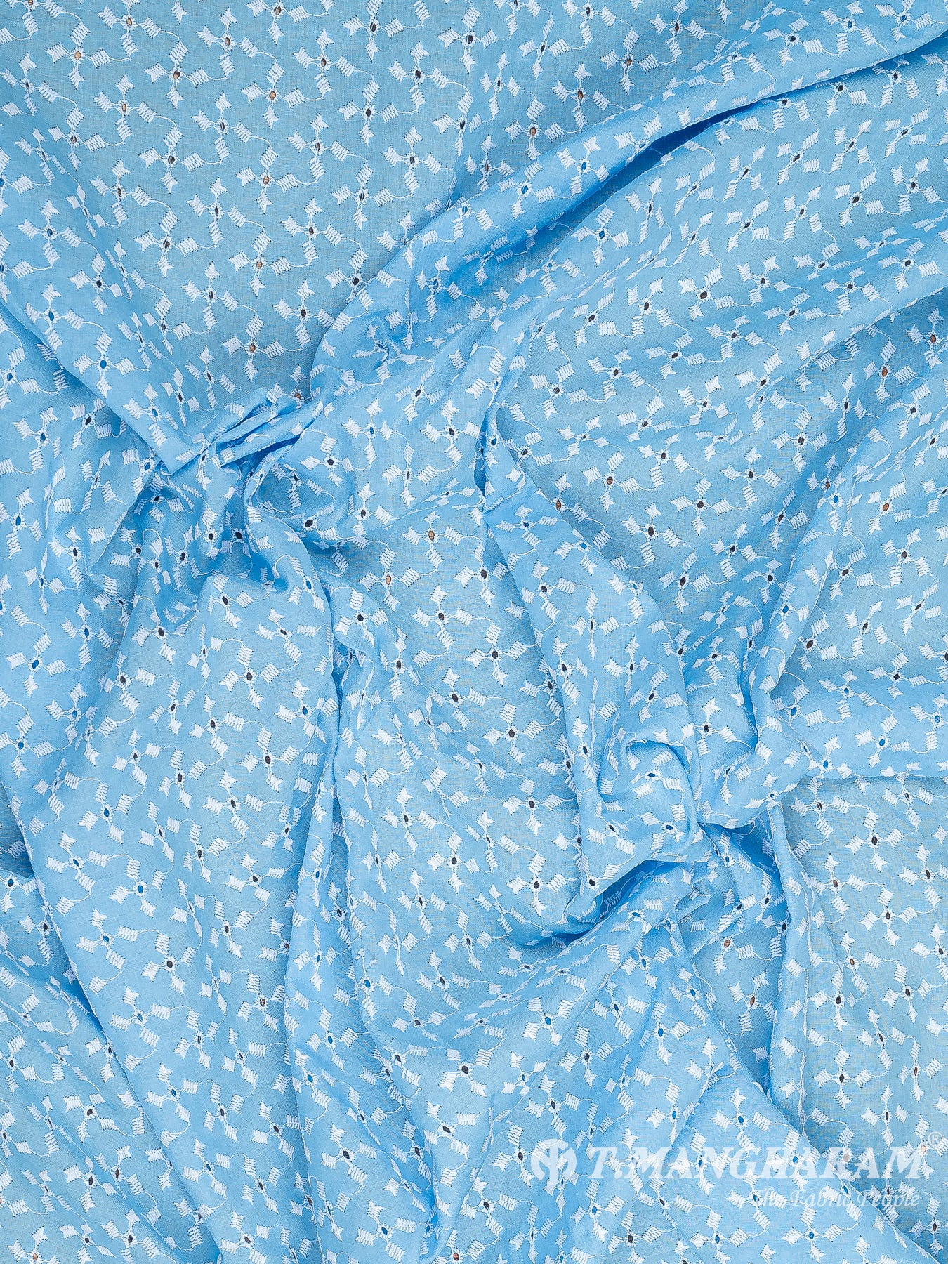 Blue Cotton Embroidery Fabric - EA3252 view-4