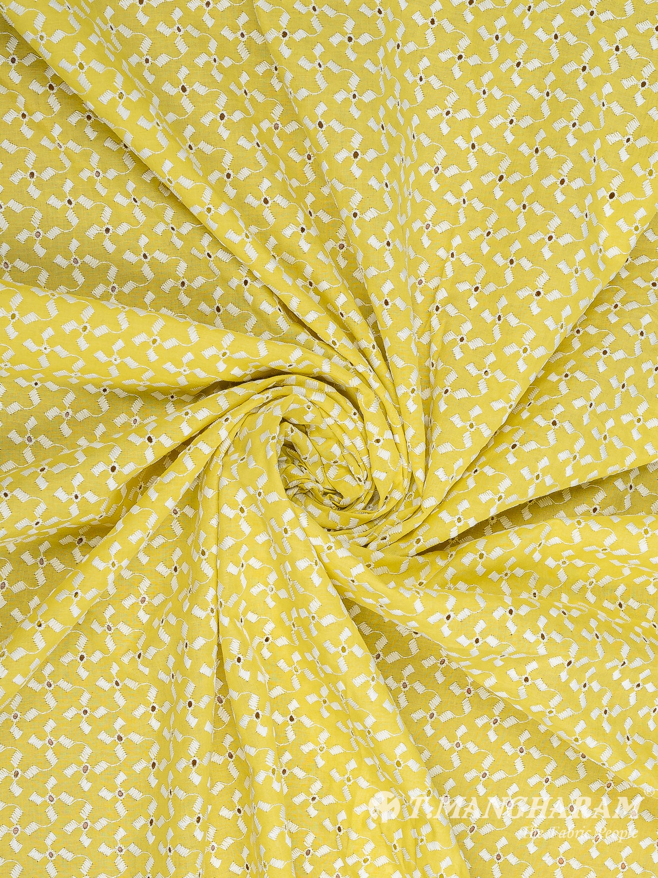 Yellow Cotton Embroidery Fabric - EA3251 view-1