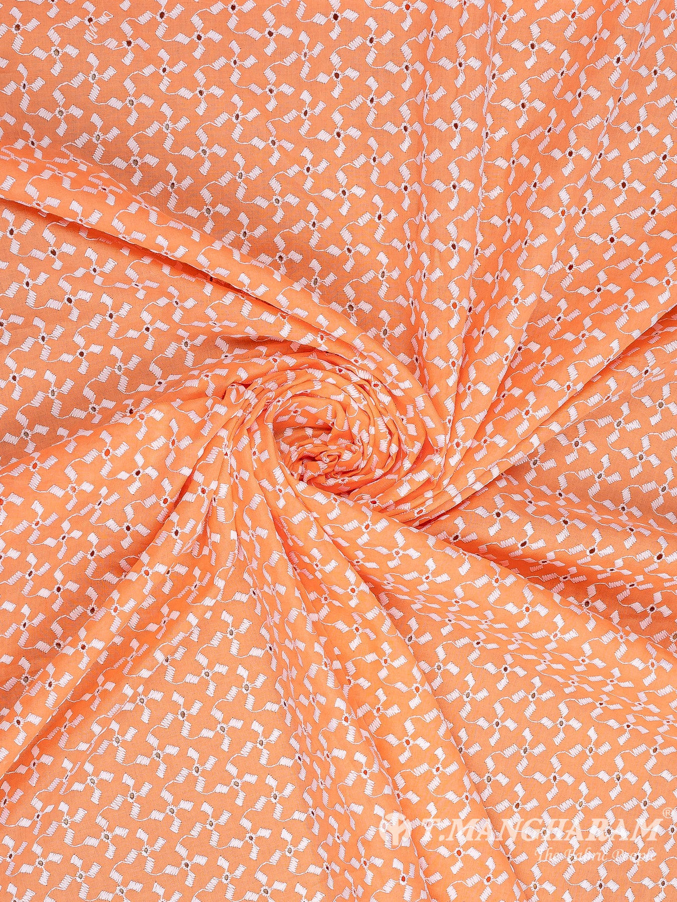 Orange Cotton Embroidery Fabric - EA3250 view-1