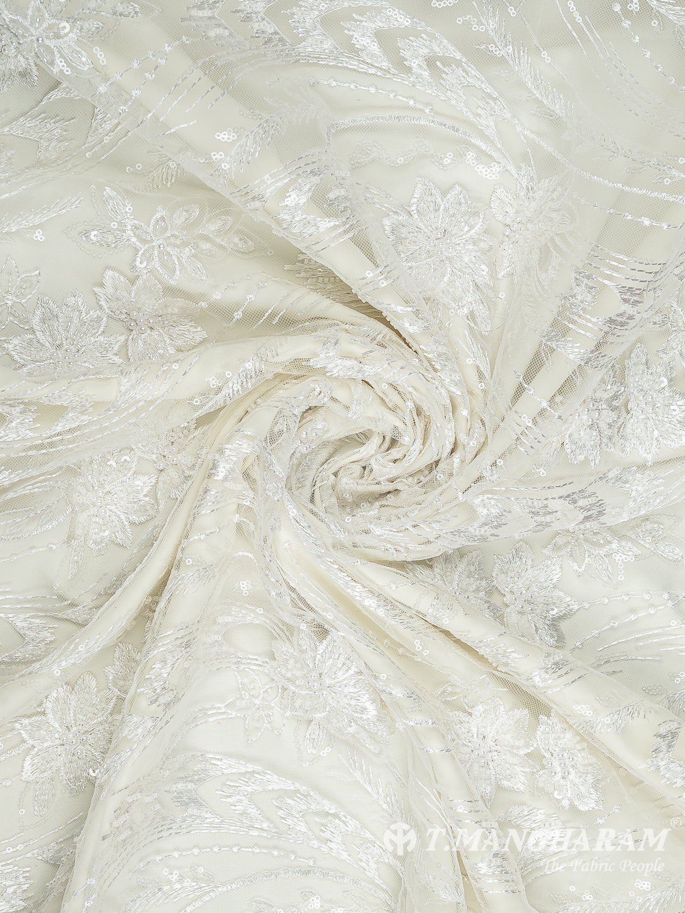 White Net Embroidery Fabric - EC10409 view-1