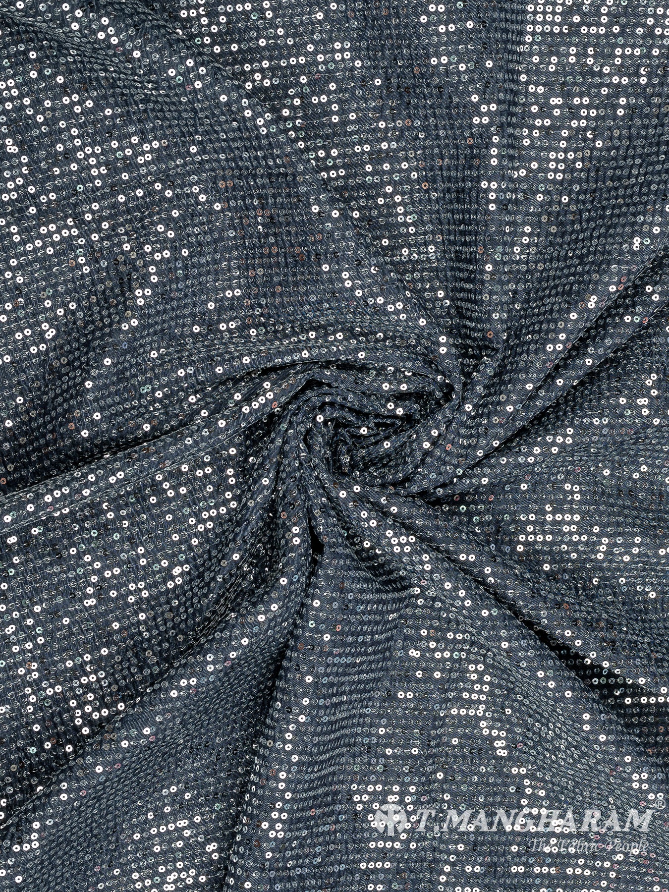 Blue Sequin Net Fabric - EB7629 view-1