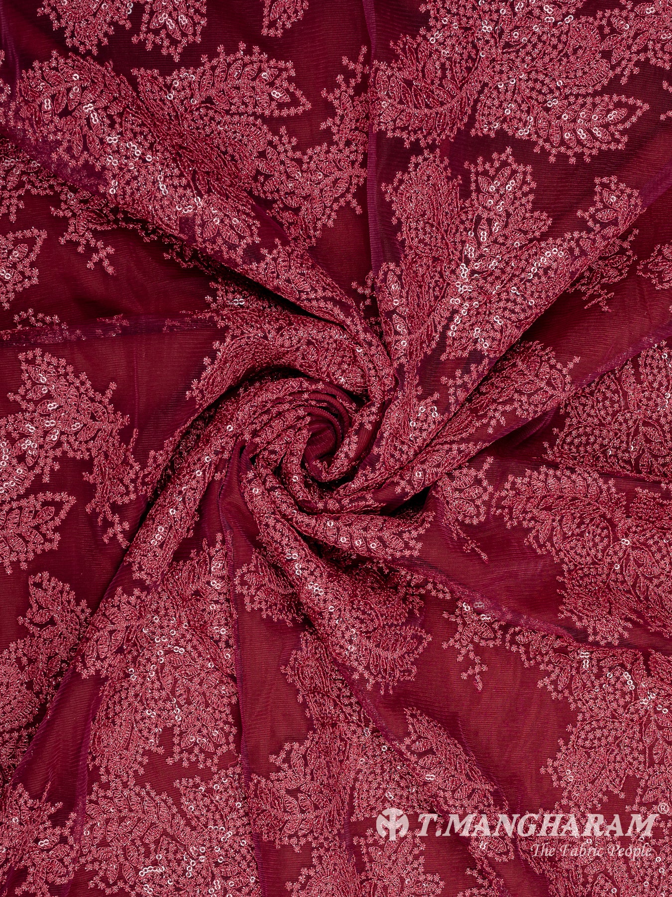 Maroon Fancy Net Fabric - EC10609 view-1