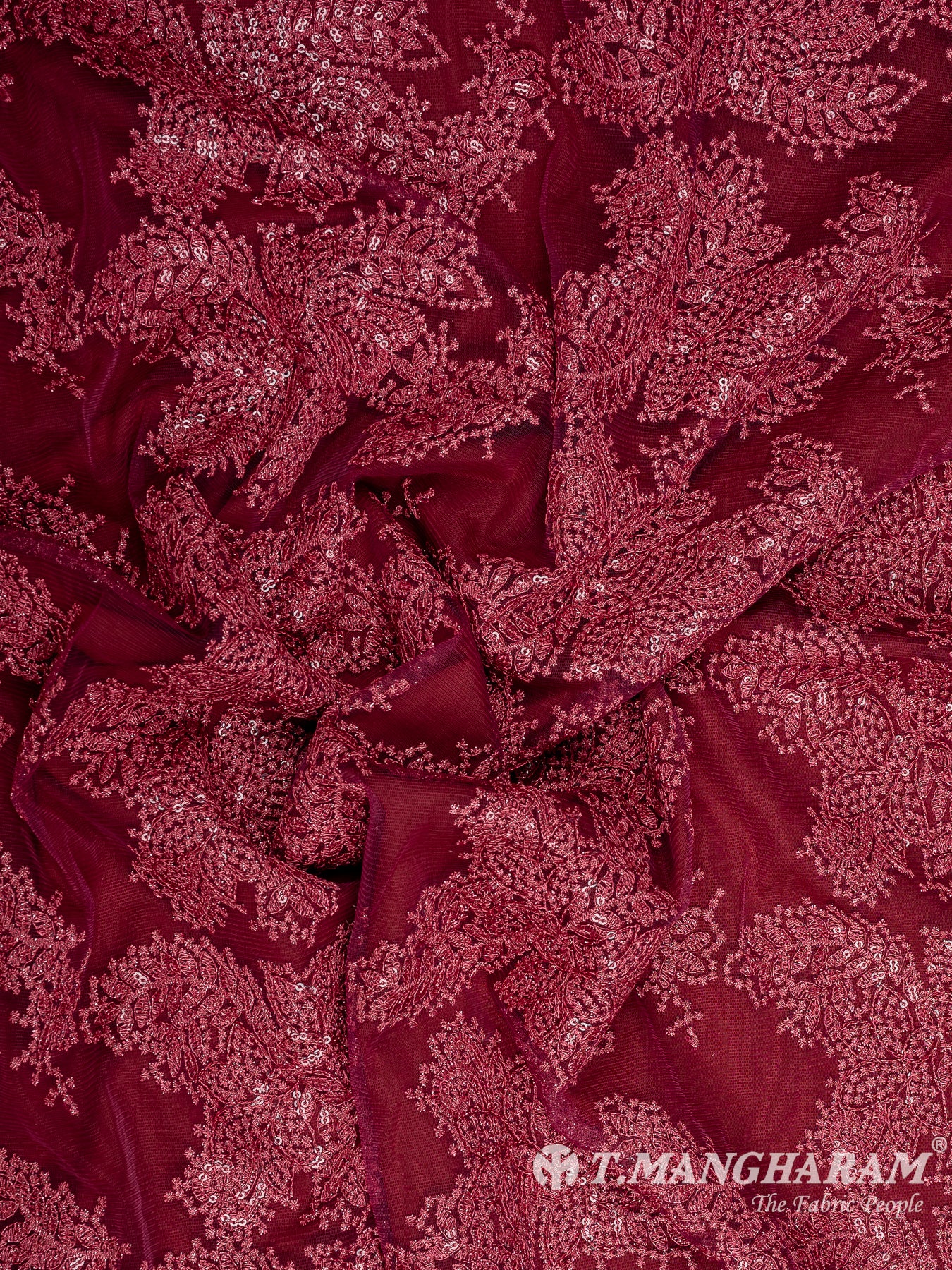 Maroon Fancy Net Fabric - EC10609 view-4