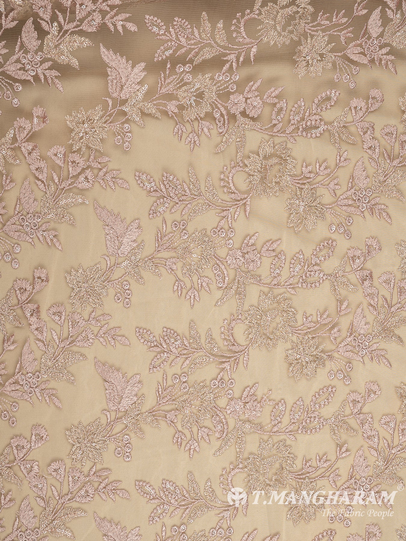 Beige Net Embroidery Fabric - EC10706