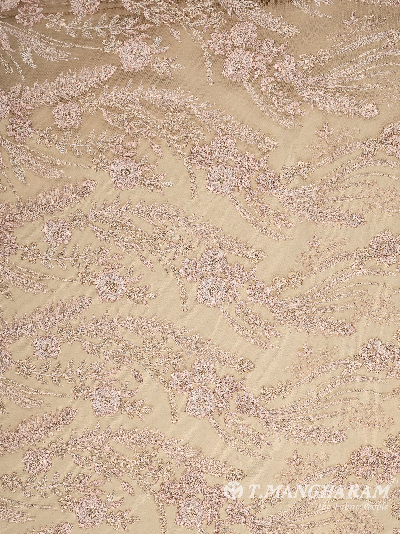 Beige Net Embroidery Fabric - EC10712 view-3