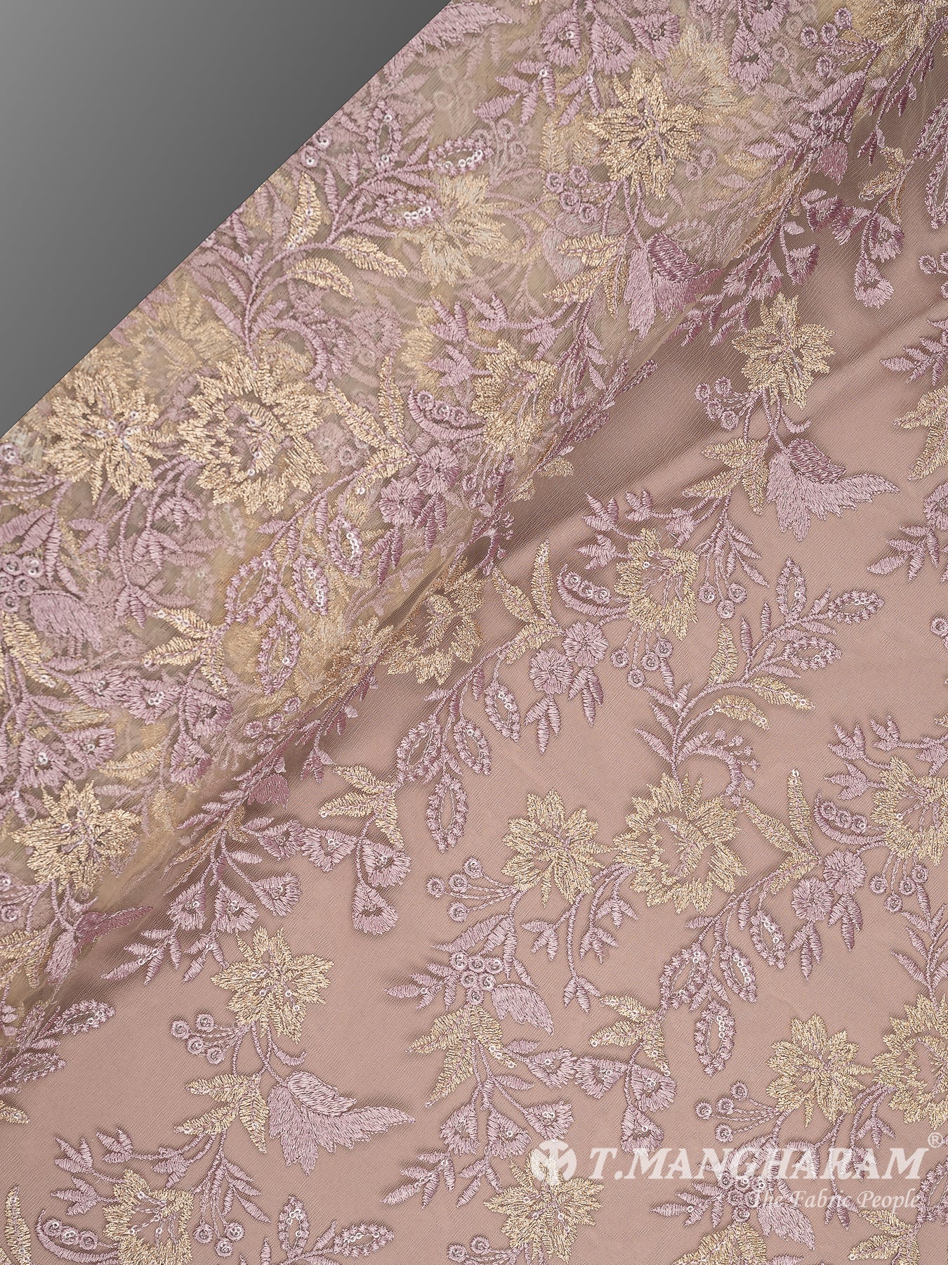 Beige Net Embroidery Fabric - EC10707 view-2