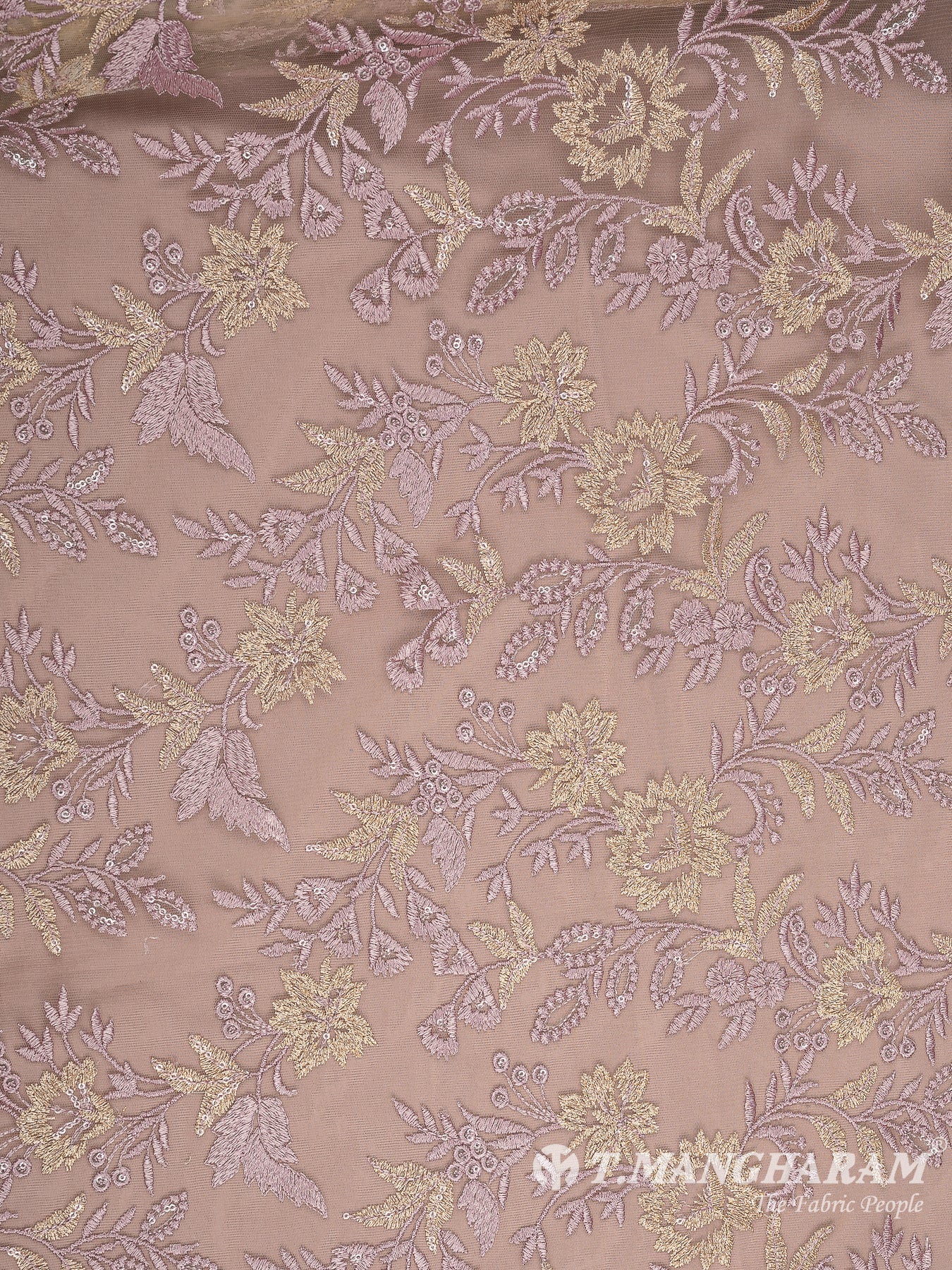 Beige Net Embroidery Fabric - EC10707 view-3