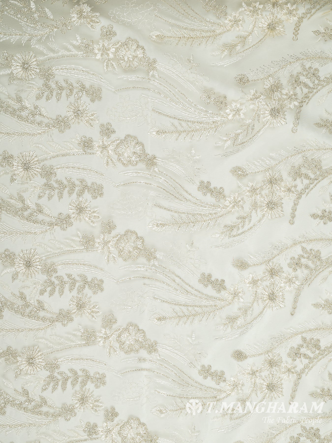 Cream Net Embroidery Fabric - EC10709 view-3