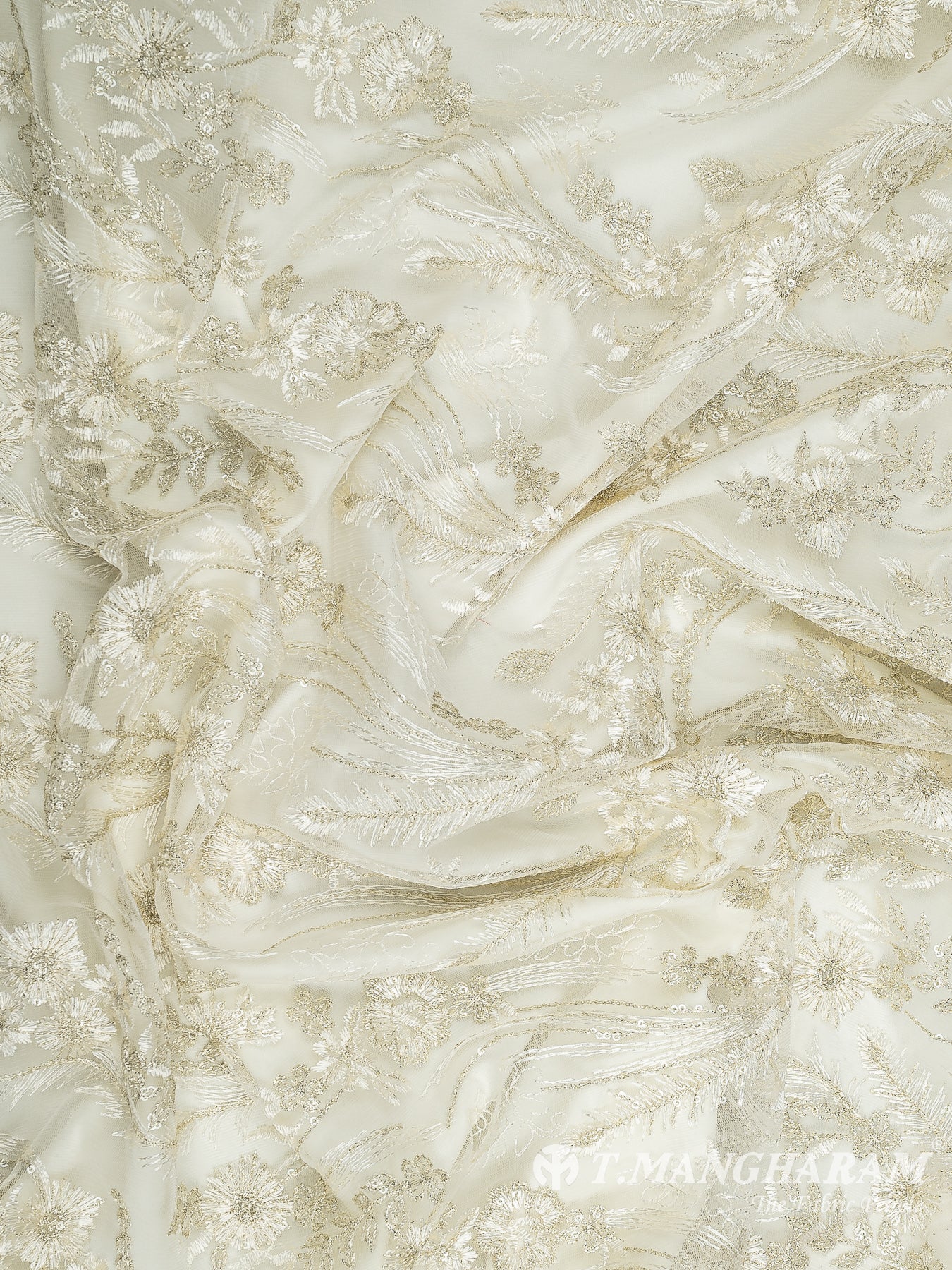 Cream Net Embroidery Fabric - EC10709 view-4