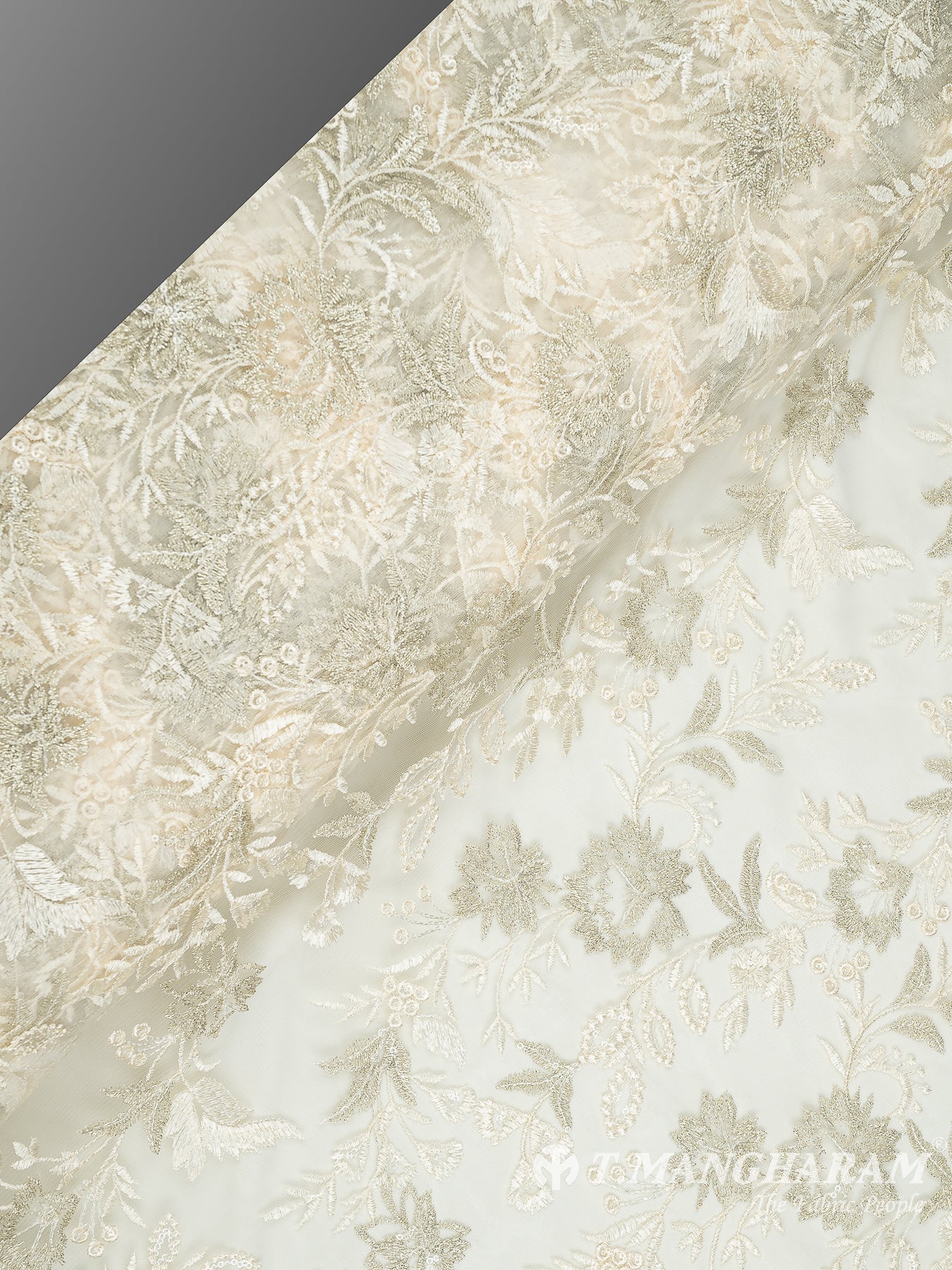 Cream Net Embroidery Fabric - EC10708 view-2