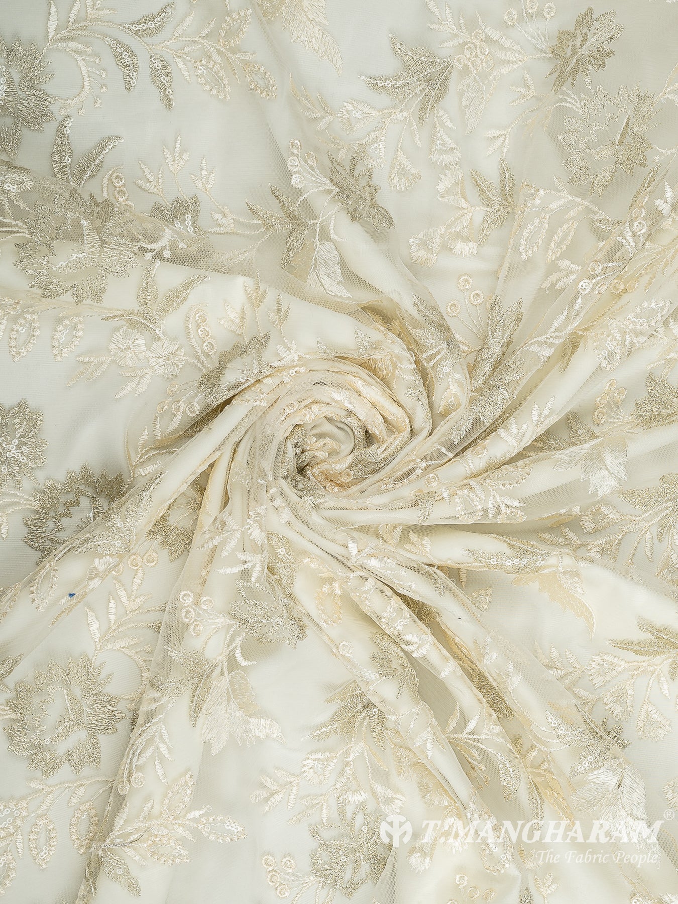 Cream Net Embroidery Fabric - EC10708 view-1