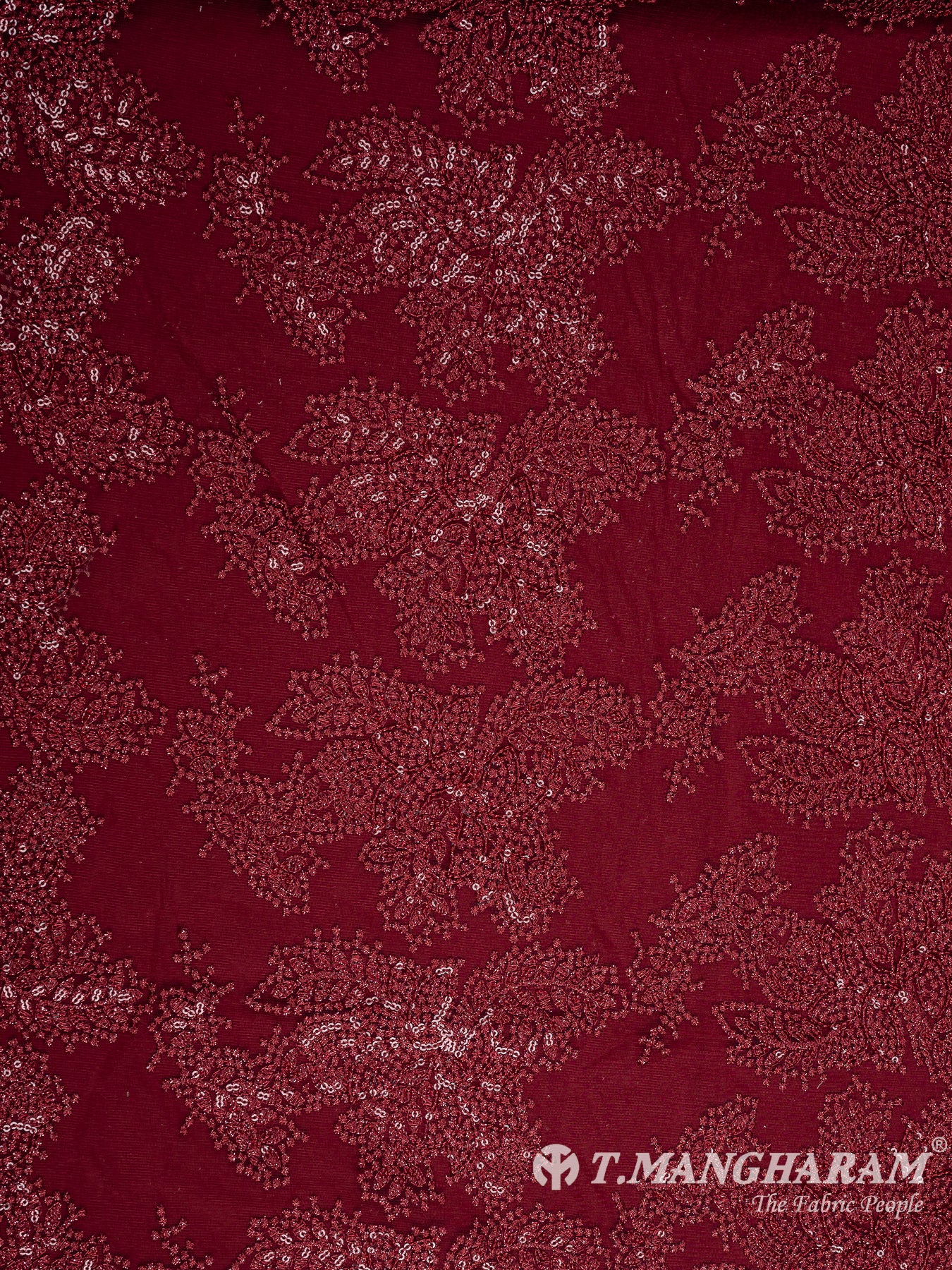 Maroon Fancy Net Fabric - EC10604 view-3