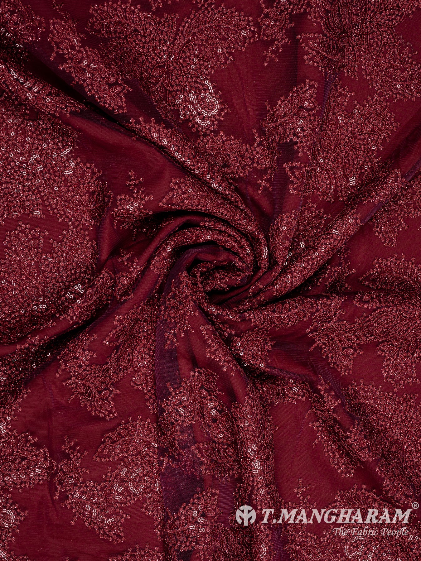 Maroon Fancy Net Fabric - EC10604 view-1