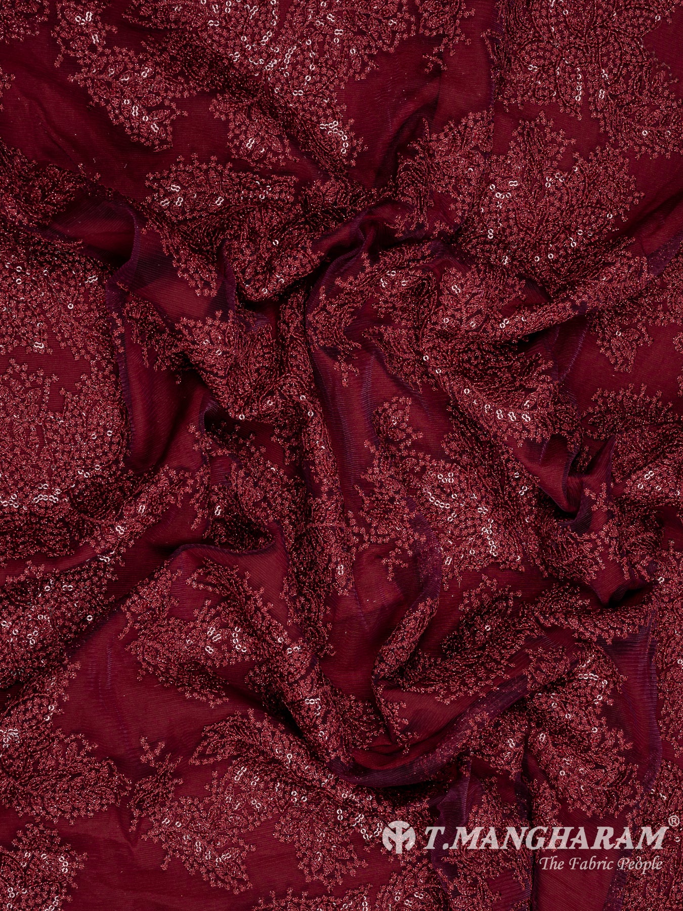 Maroon Fancy Net Fabric - EC10604 view-4