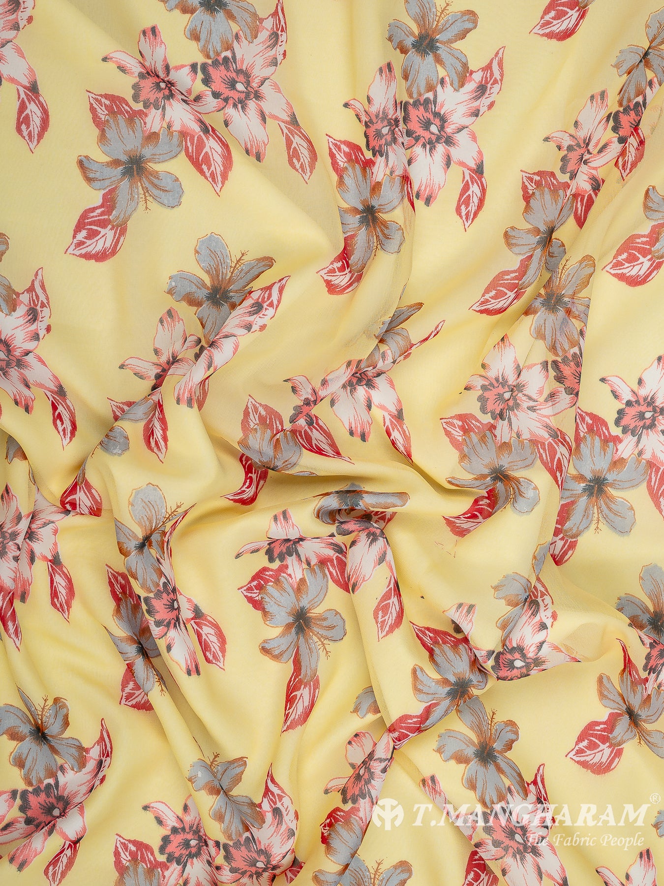 Yellow Georgette Fabric - EC10771 view-4