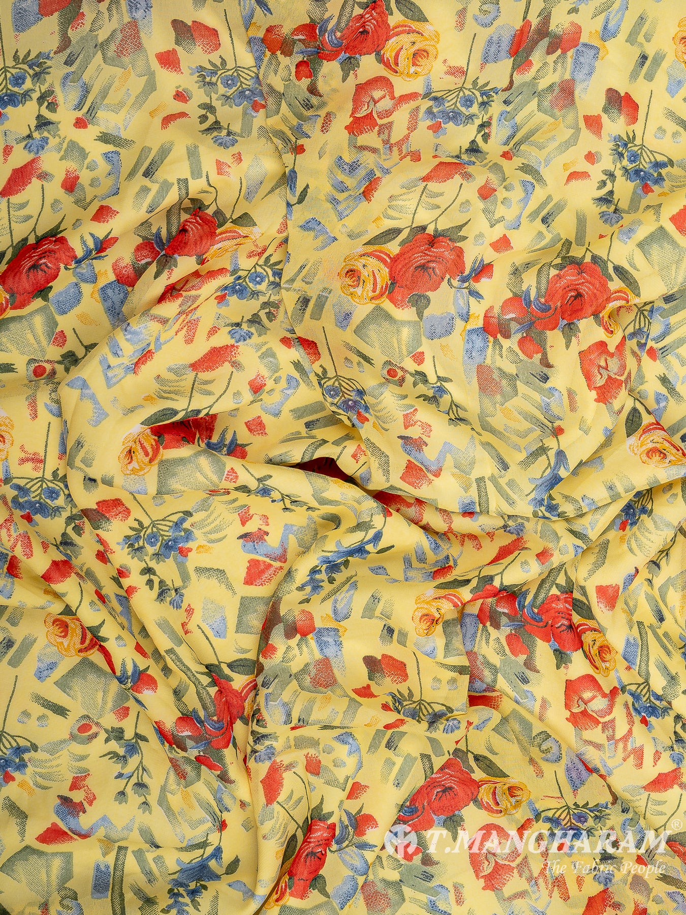 Yellow Georgette Fabric - EC10778 view-4