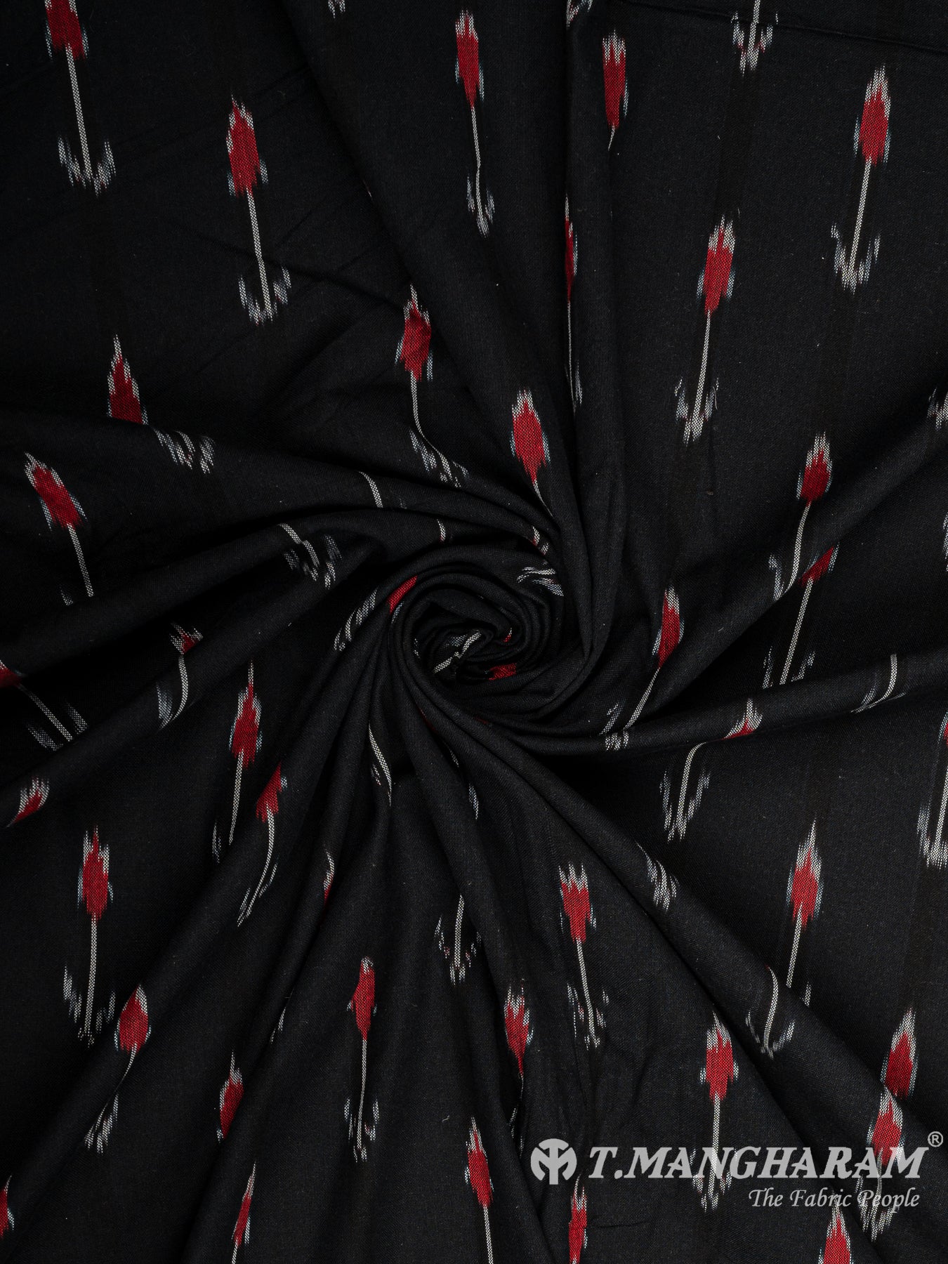 Black Ikat Cotton Fabric - EB7765 view-1