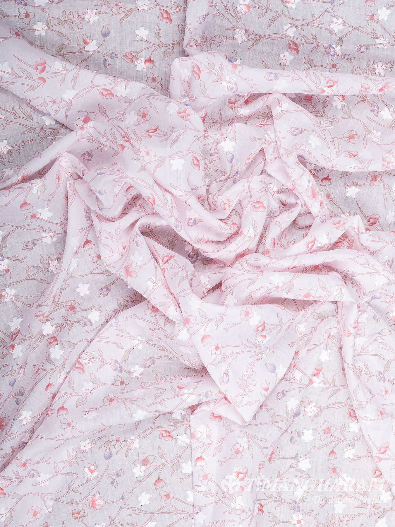 Pink Cotton Embroidery Fabric - EB7818