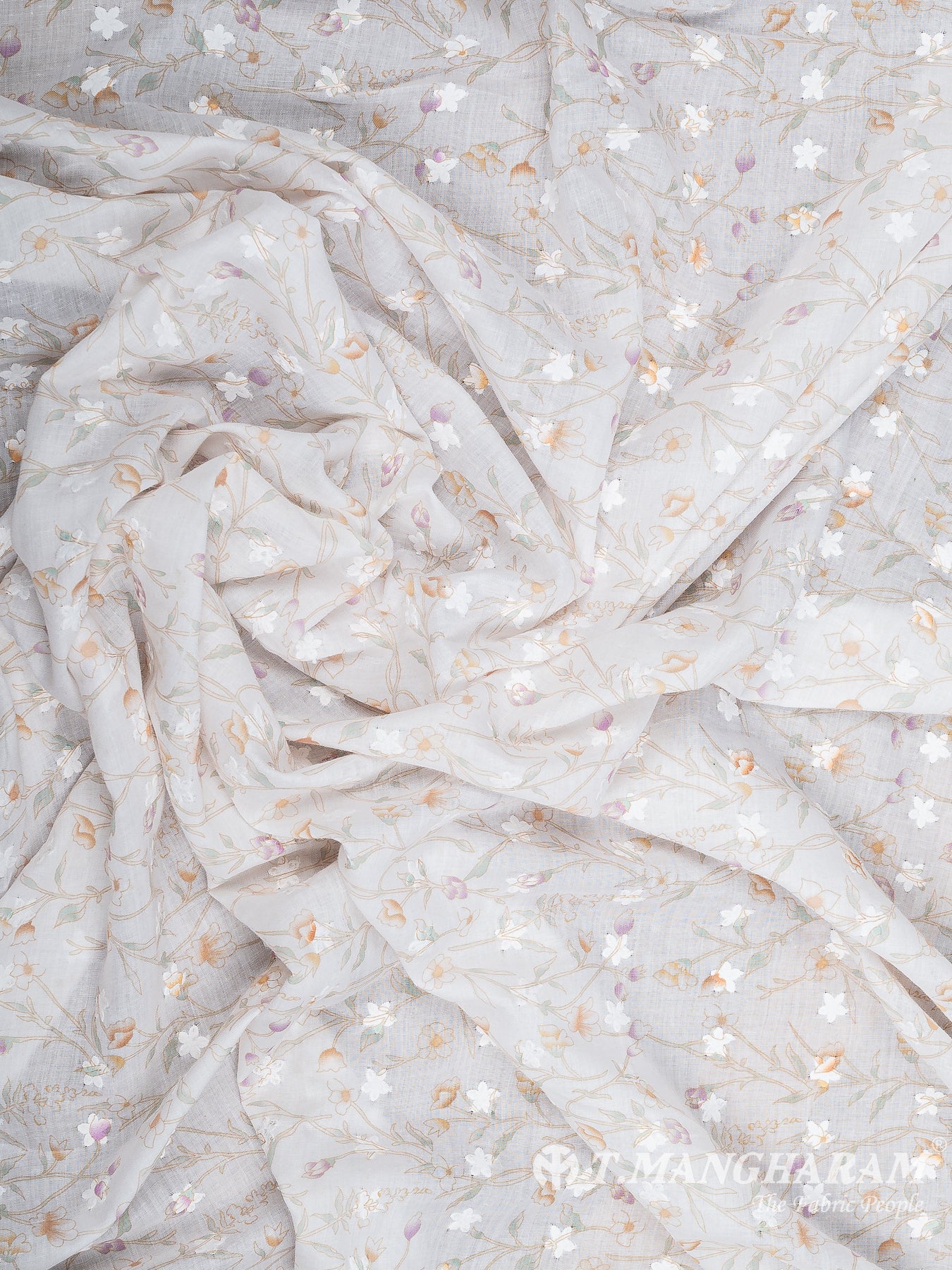 White Cotton Embroidery Fabric - EB7817