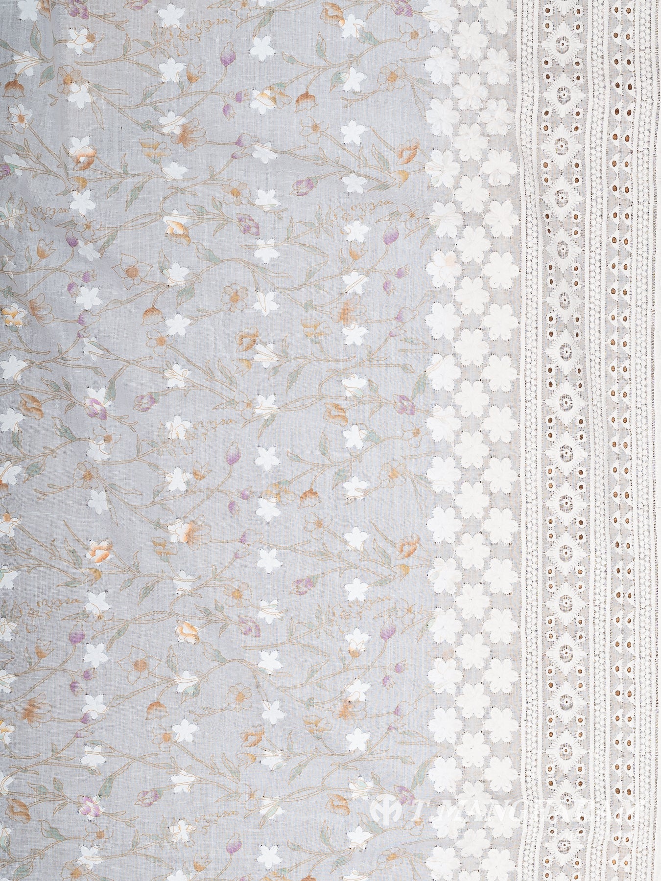 White Cotton Embroidery Fabric - EB7817