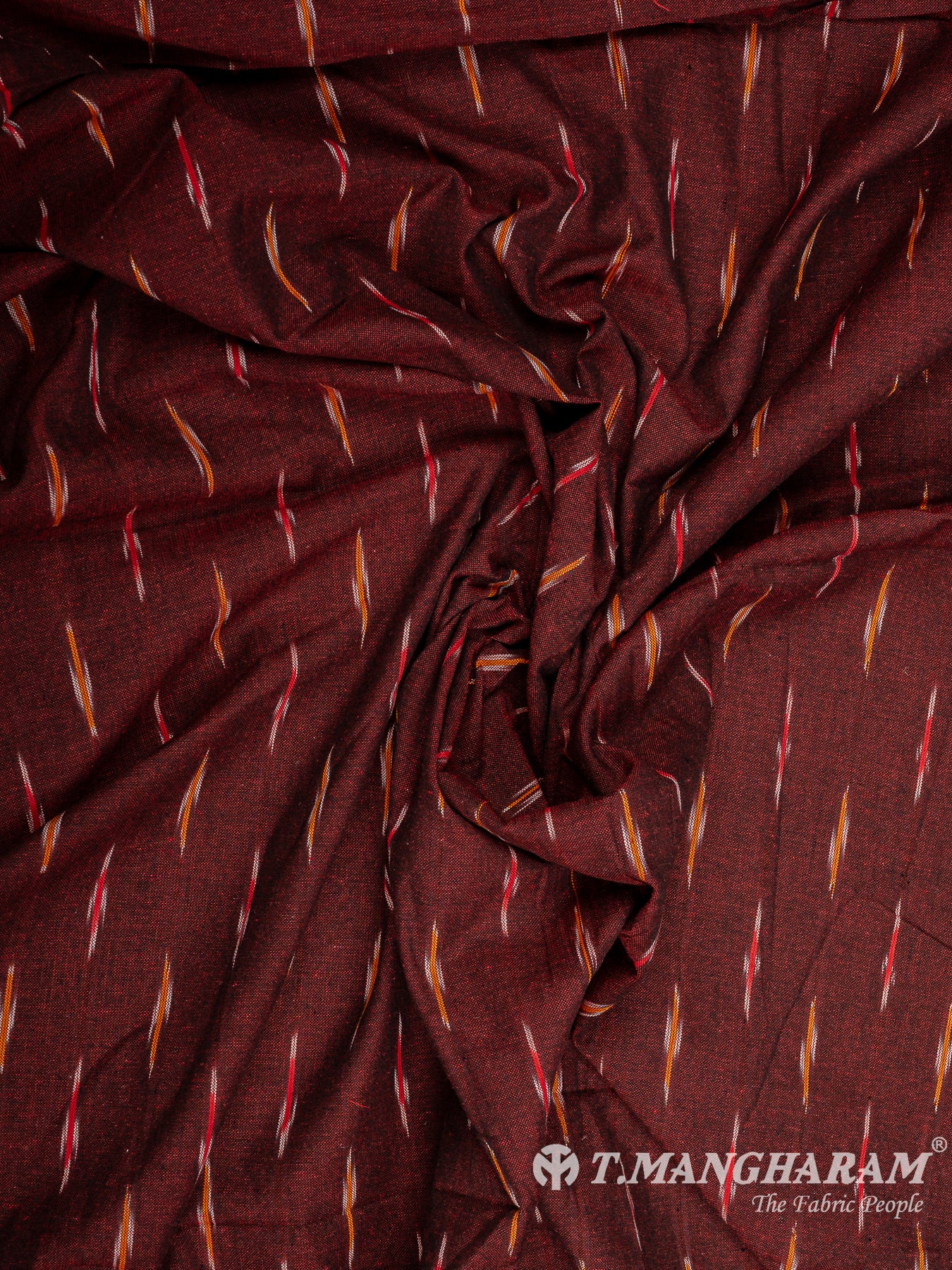 Maroon Ikat Cotton Fabric - EB7779