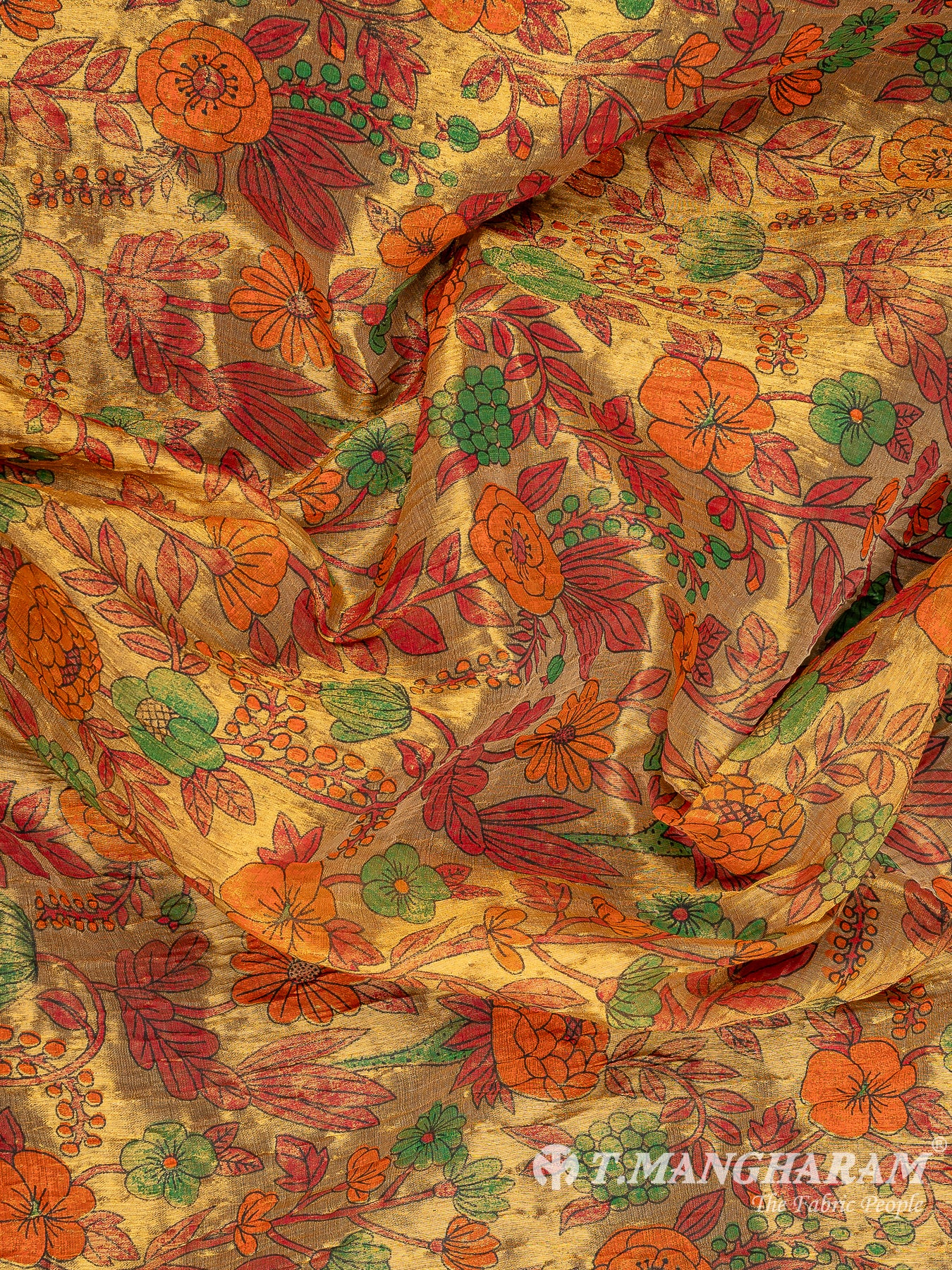 Yellow Semi Banaras Fabric - EB8067