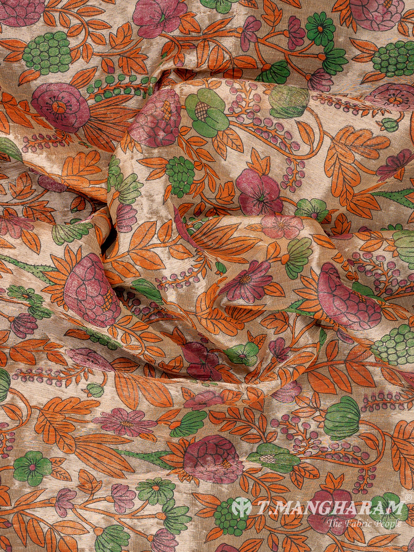 Peach Semi Banaras Fabric - EB8065