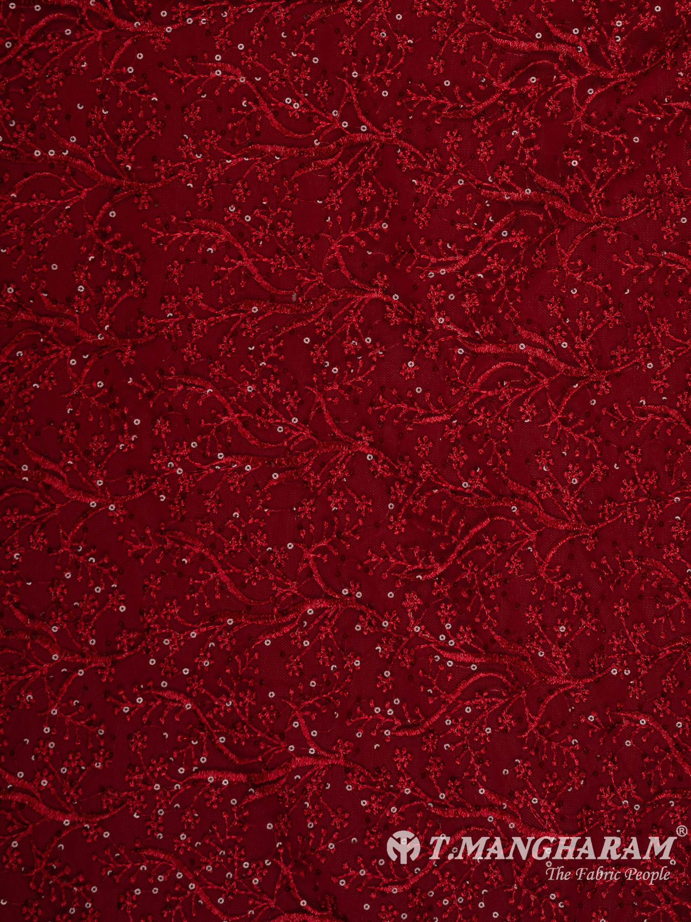 Maroon Net Embroidery Fabric - EA3300 view-3