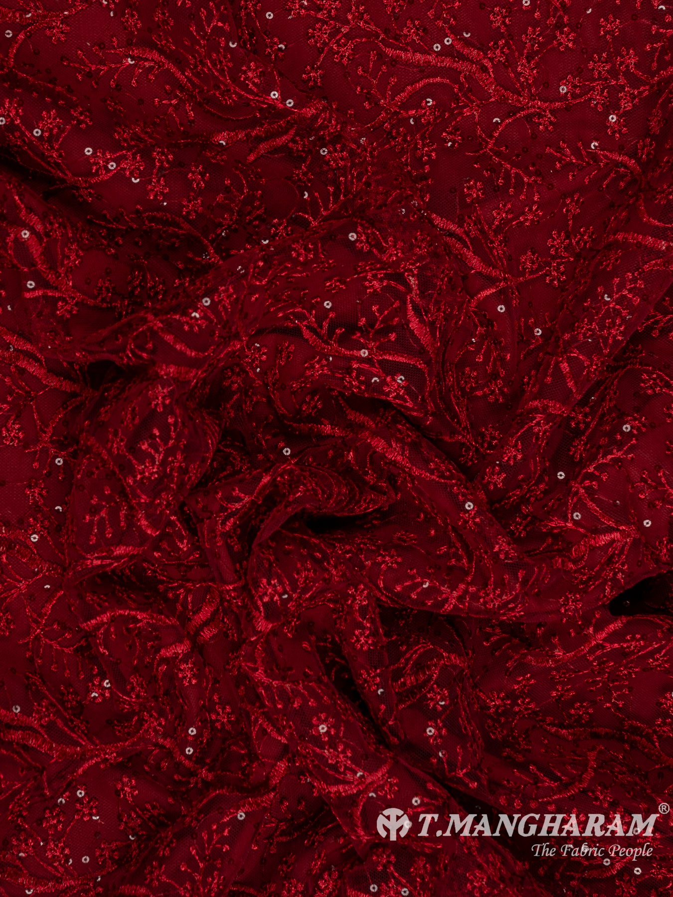 Maroon Net Embroidery Fabric - EA3300 view-4