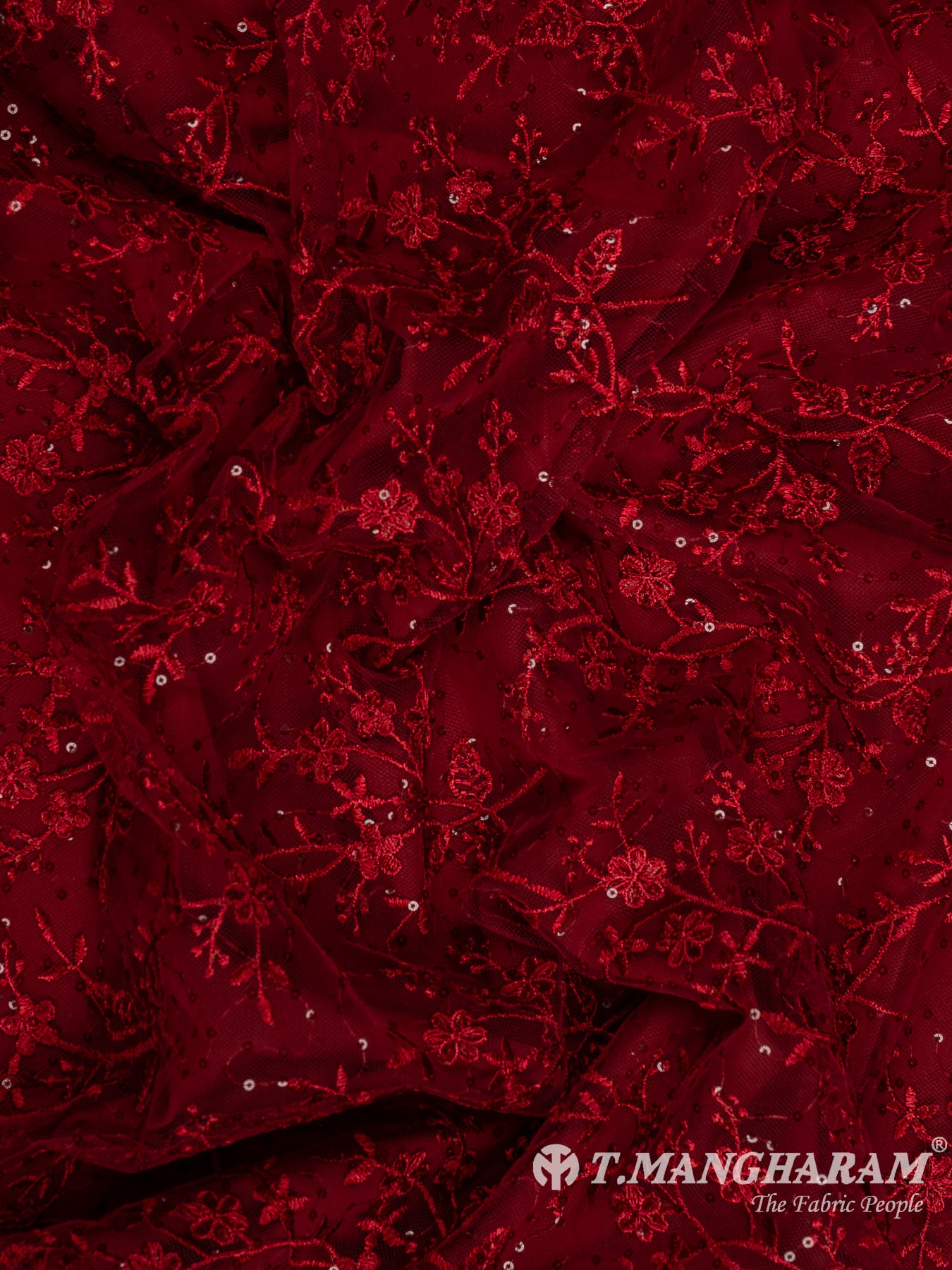 Maroon Net Embroidery Fabric - EA3307