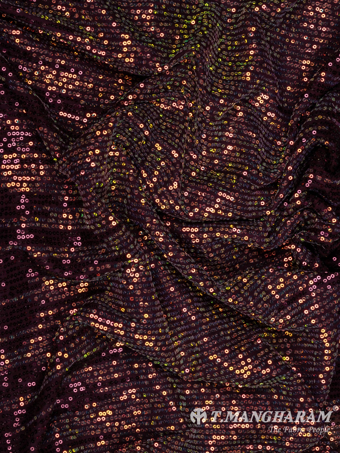 Purple Sequins Fancy Net Fabric - EC11027